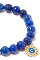 Evil Eye Beaded Bracelet, 14k Yellow Gold & Diamonds, Enamel, Beads, Marquise Eye Border Charm