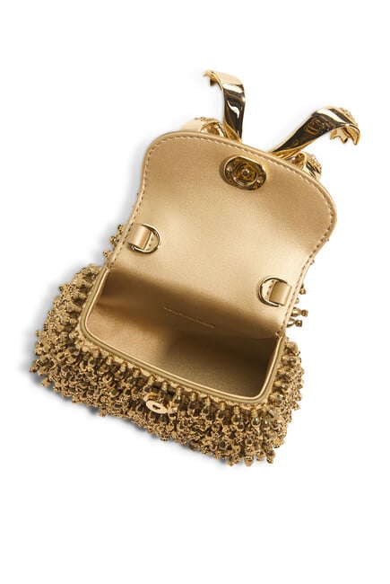 حقيبة صغيرة ذهبية مرصعة بالكريستال