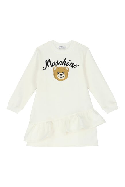 فستان بطبعة الدب تيدي وشعار الماركة للأطفال