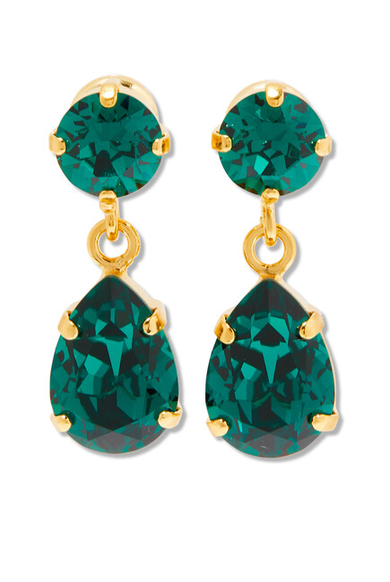 Mini Drop Earrings, 18k Gold-Plated Brass & Swarovski Crystals