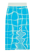 تنورة بوني متوسطة الطول بلون أزرق مائي