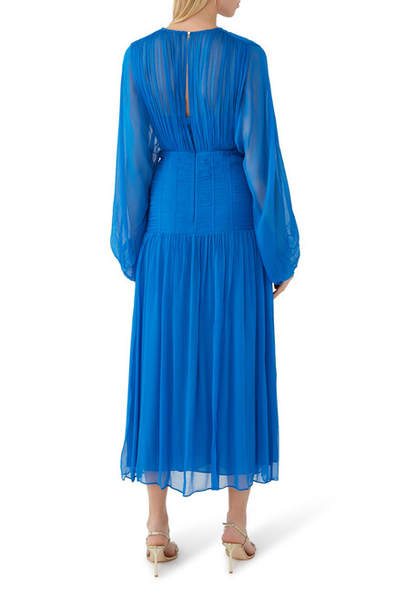 فستان مايا متوسط الطول بجزء مكشكش