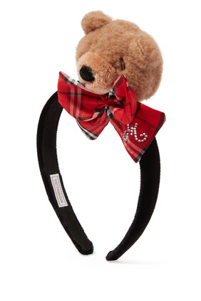 JG HAIR BAND W TEDDY:Brown:One Size