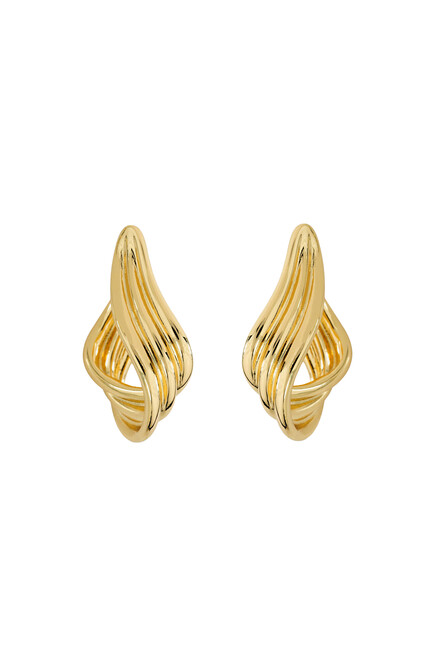 Twisted Elongated Hoop Earrings, Gold-Plated Metal