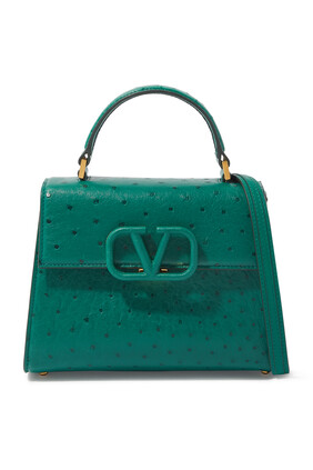 حقيبة يد فالنتينو غارافاني صغيرة بيد علوية وحلية بشعار حرف V