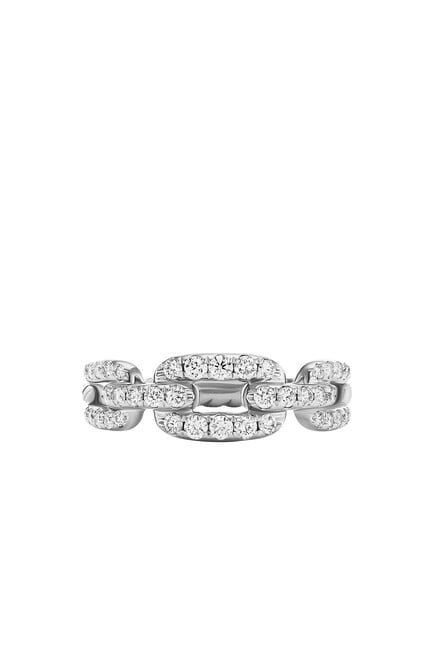 Stax Chain Link Ring, 18k White Gold