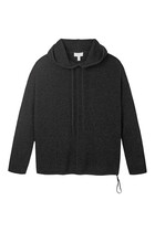 Ribbed Drawstring Hem Hoodie with Cashmere