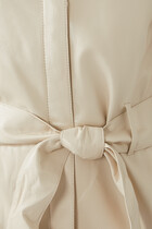 فستان جلد صناعي بنمط قميص بحزام