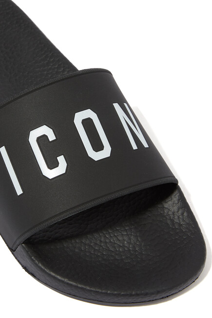 حذاء مفتوح مطاط مزين بشعار Icon