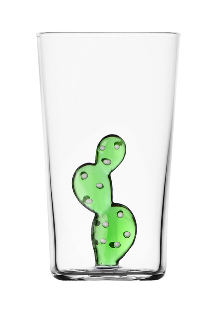 كأس طويل مزين بصبار أخضر