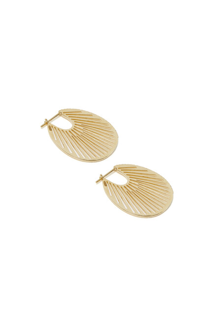 Flat Ray Hoop Earrings Size 4, 18k Yellow Gold & Diamonds