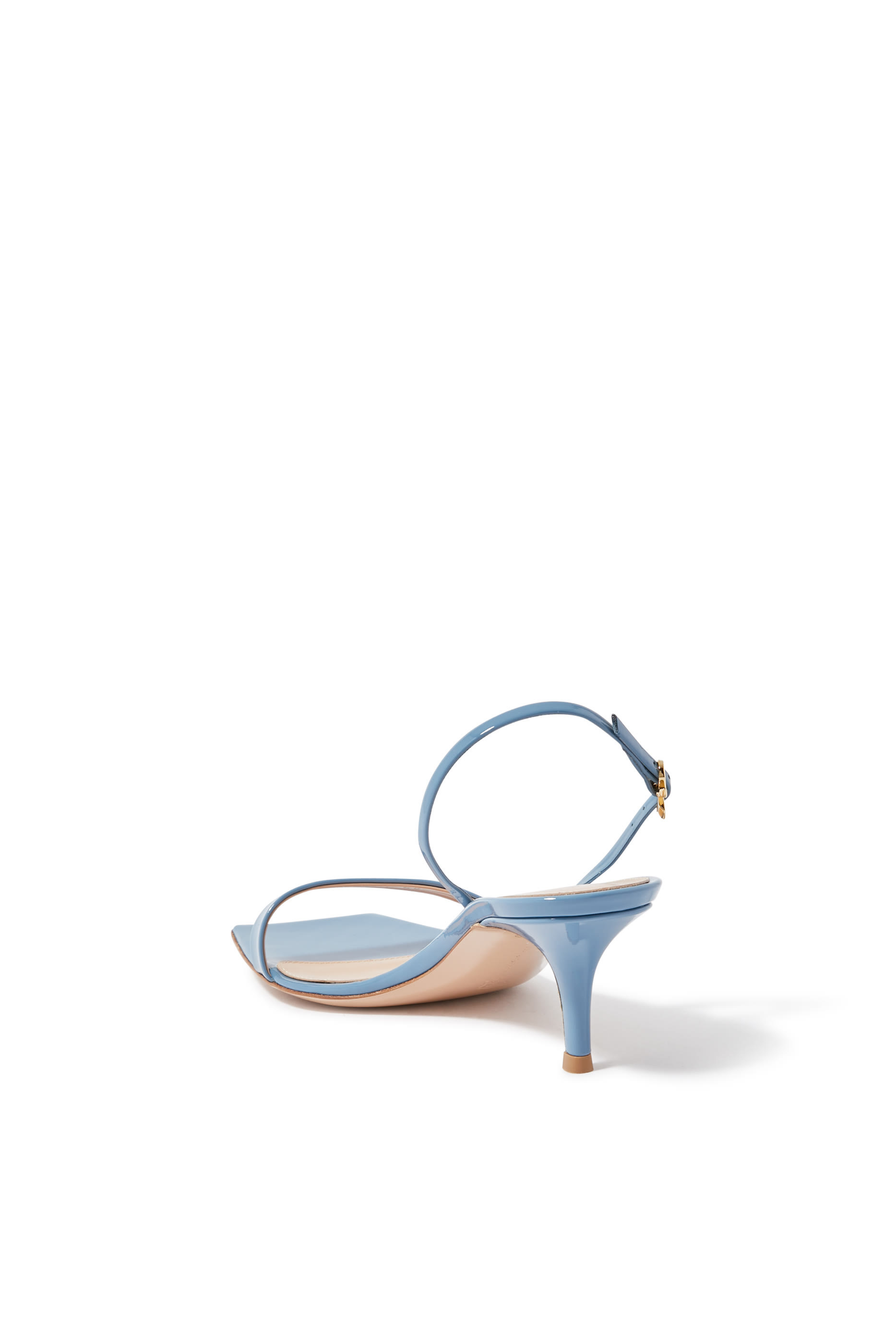 صندل ريبون 55 بكعب قصير جلد لامع