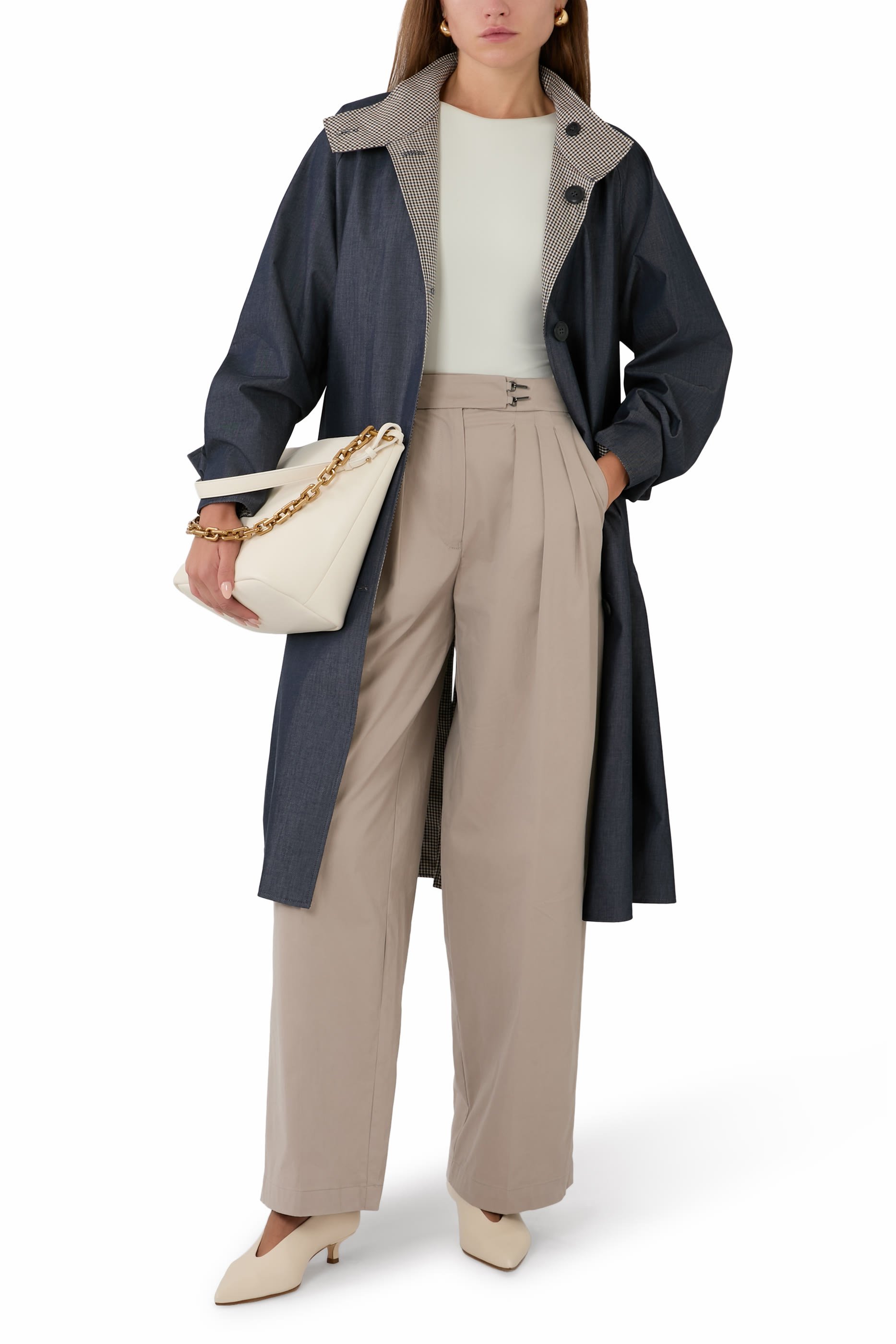 Pleated Brushed Cotton Trousers