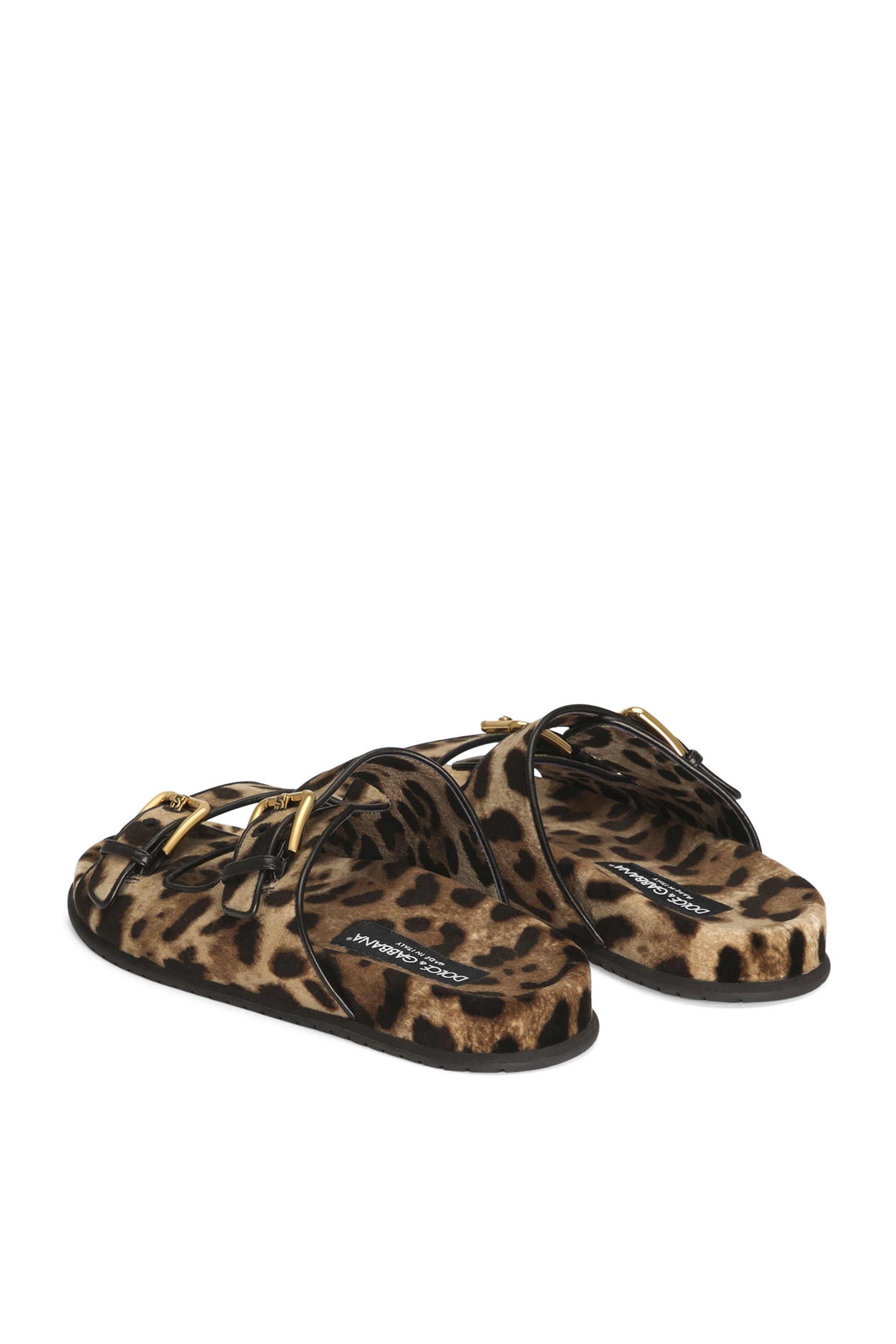 حذاء مفتوح بكعب مسطح بنقشة جلد فهد