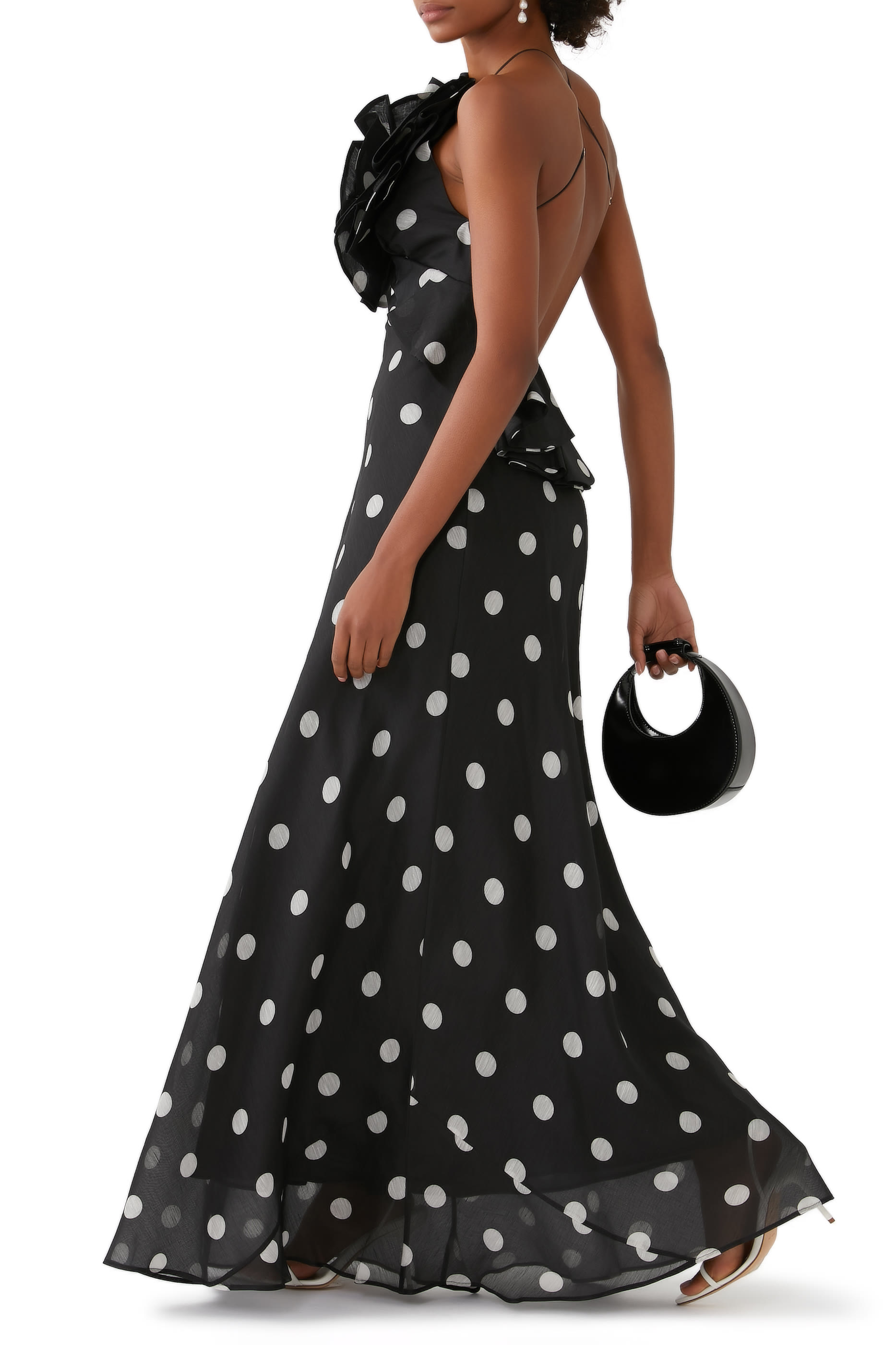 فستان كراش طويل برباط حول العنق وكشكش