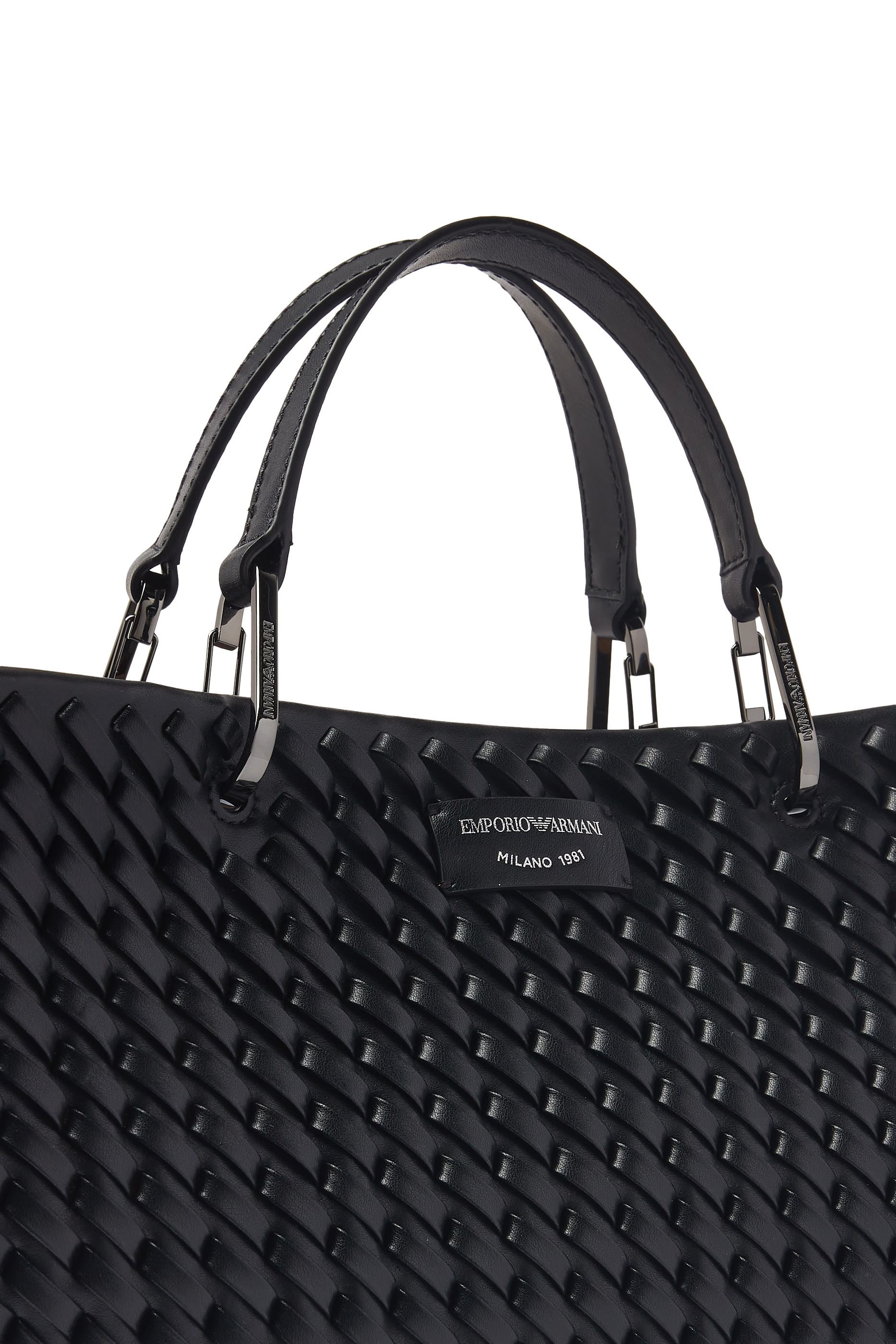 حقيبة يد بشعار الماركة بتصميم متشابك