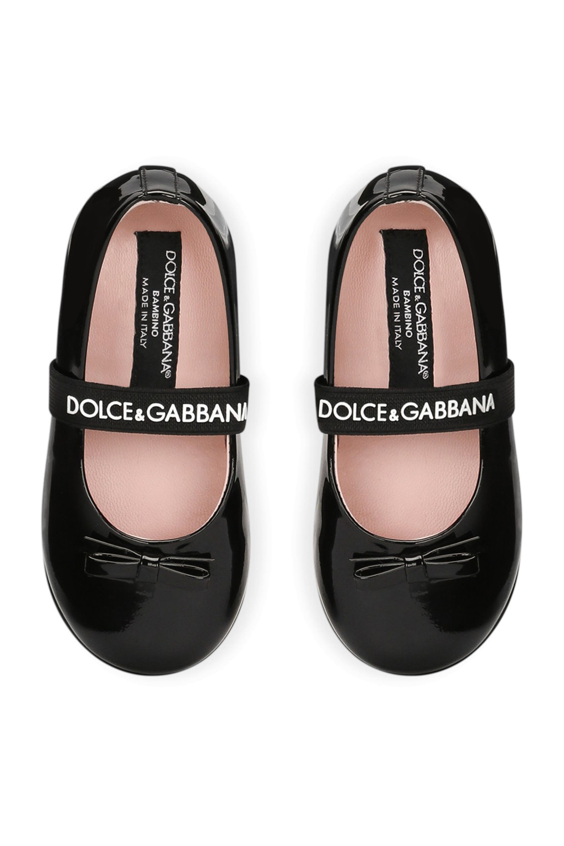 حذاء بالرينا بربطة فيونكة ونعل مسطح جلد لامع للأطفال