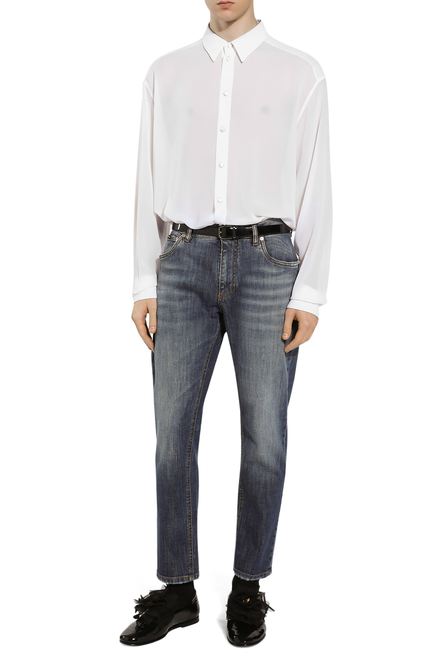 بنطال جينز دنيم مطاطي بقصة فضفاضة