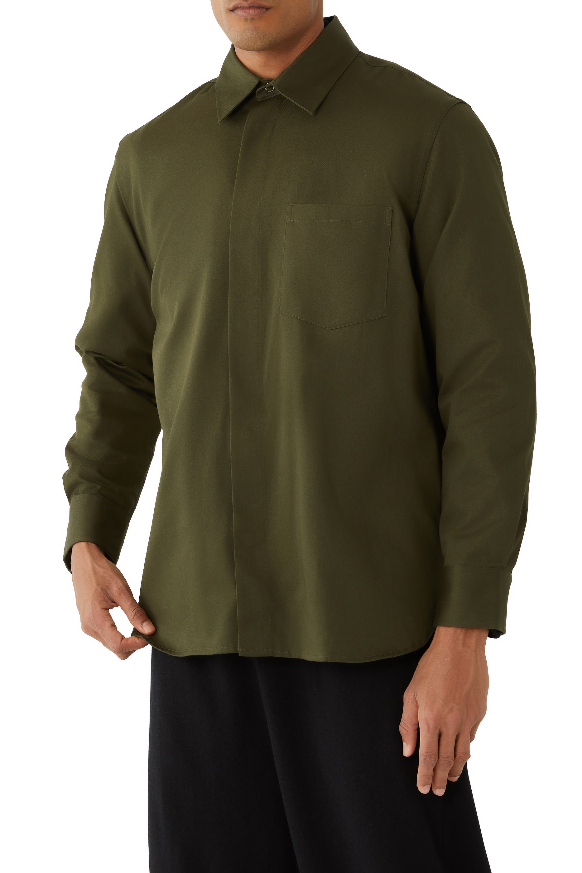 جاكيت بنمط قميص قطن تويل