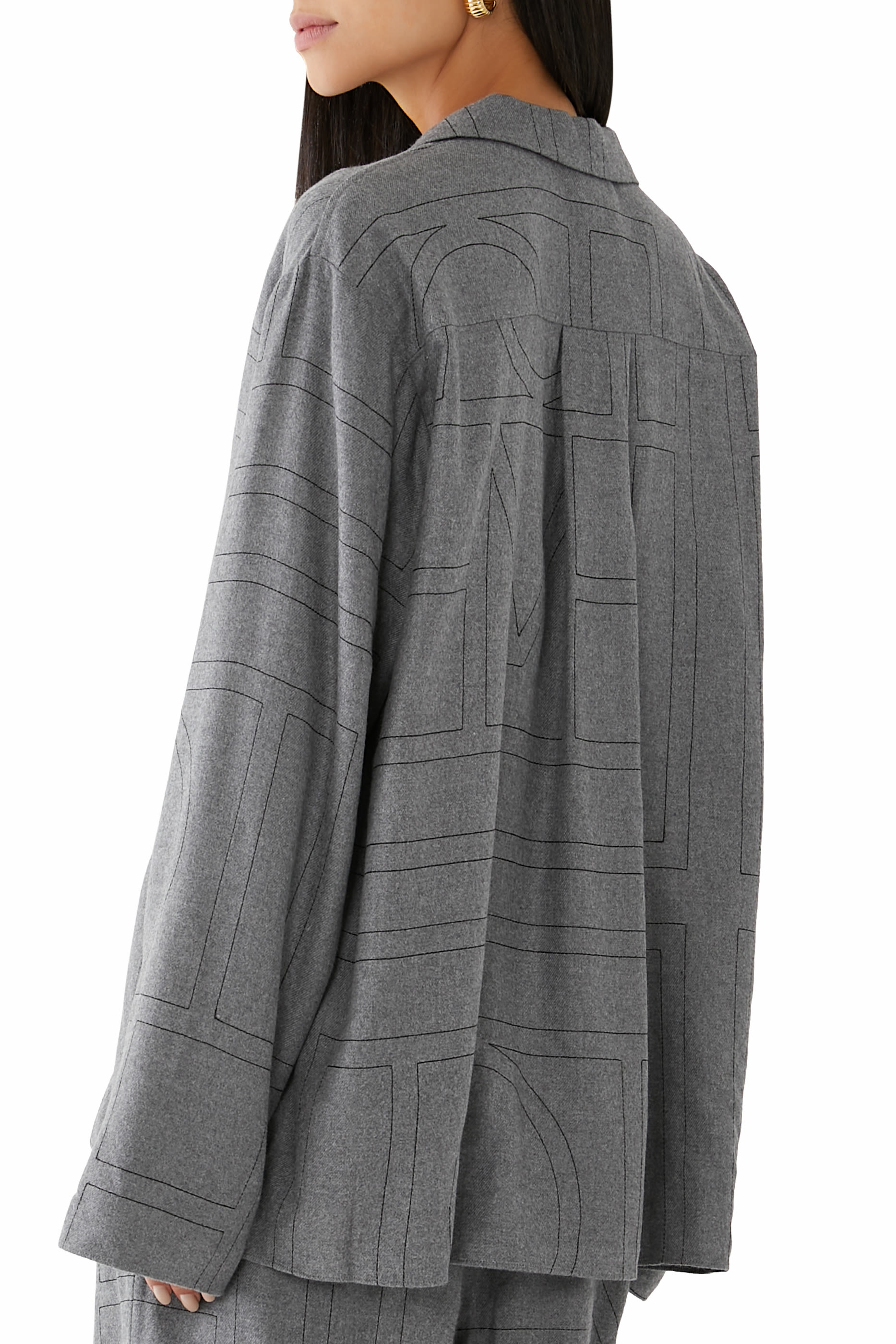 بلوزة بيجاما بنقشة شعار الماركة من الفلانيل