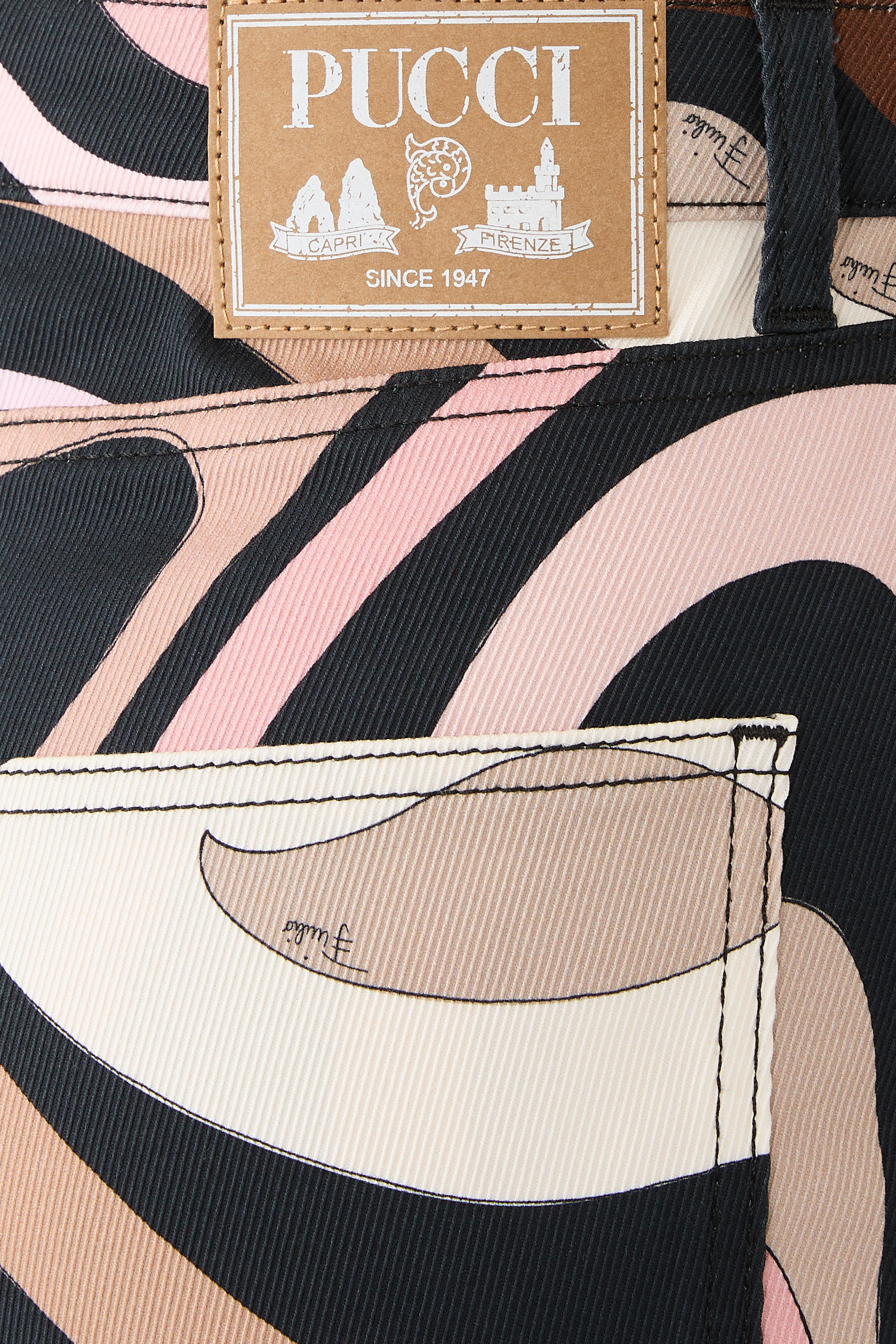 بنطال بقصة ساق مستقيمة بطبعة مارمو حرير تويل