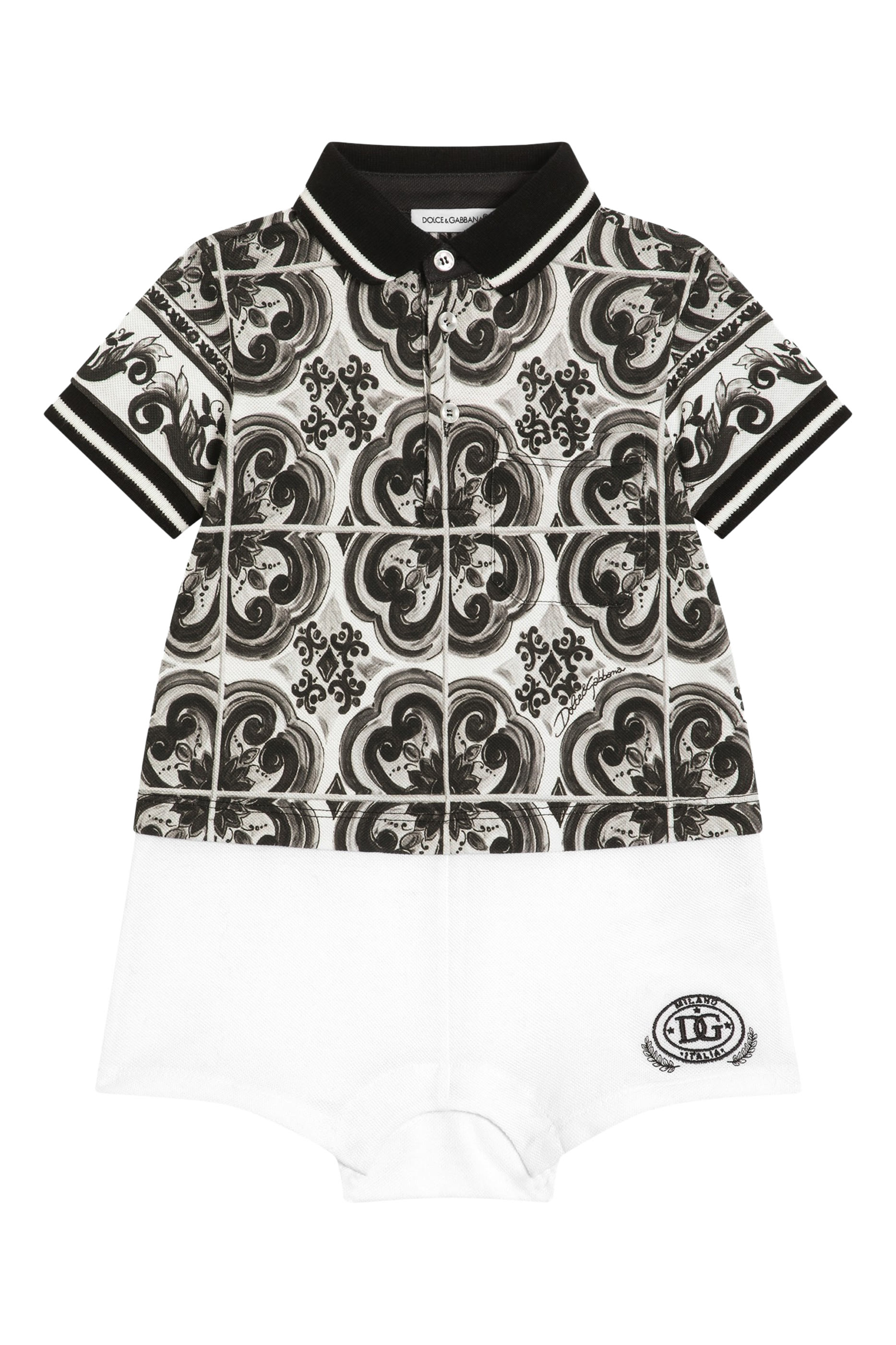 رومبر بأكمام قصيرة بيكيه طبعة مايوليكا للأطفال