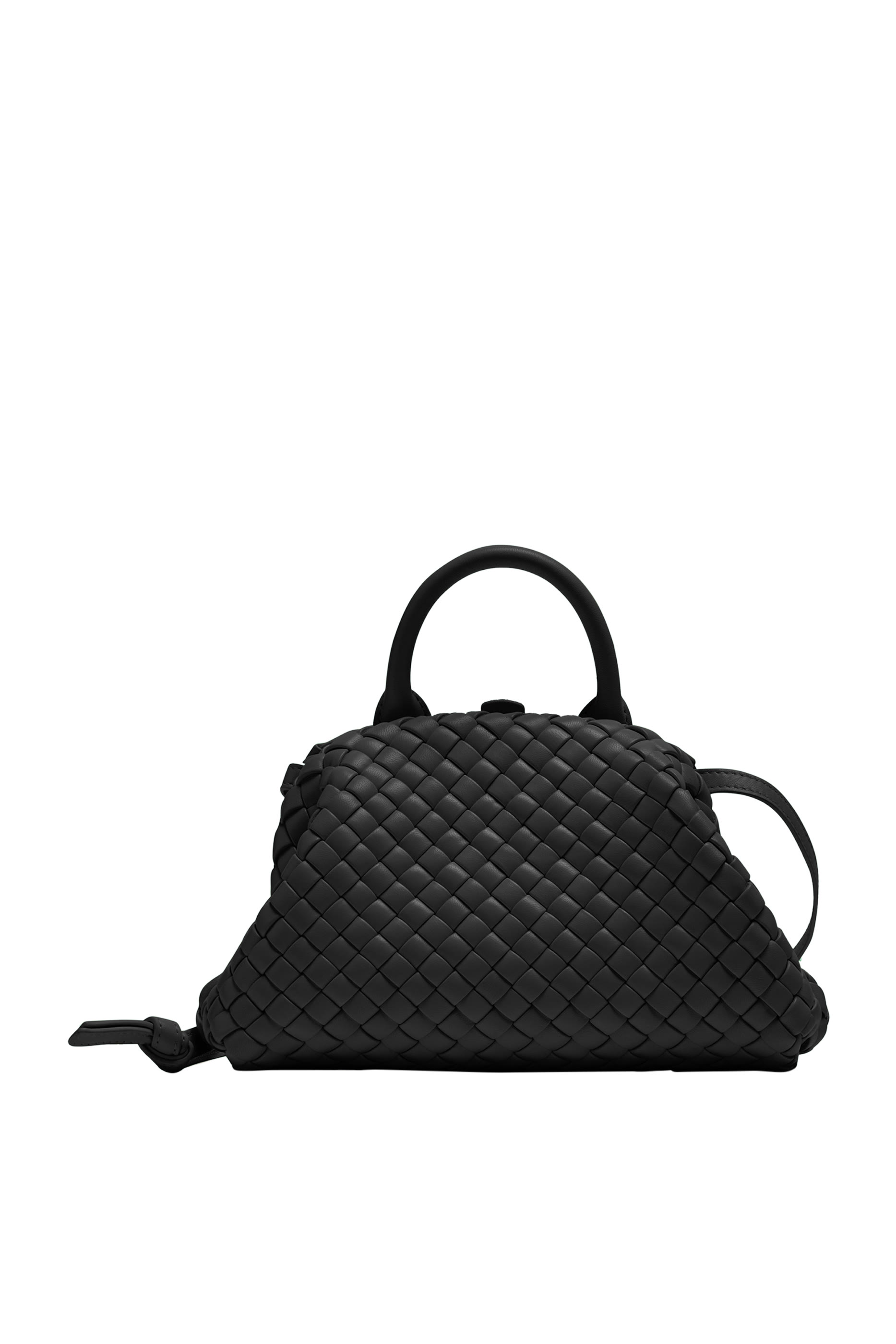 حقيبة مبطنة صغيرة بيد علوية جلد مجدول