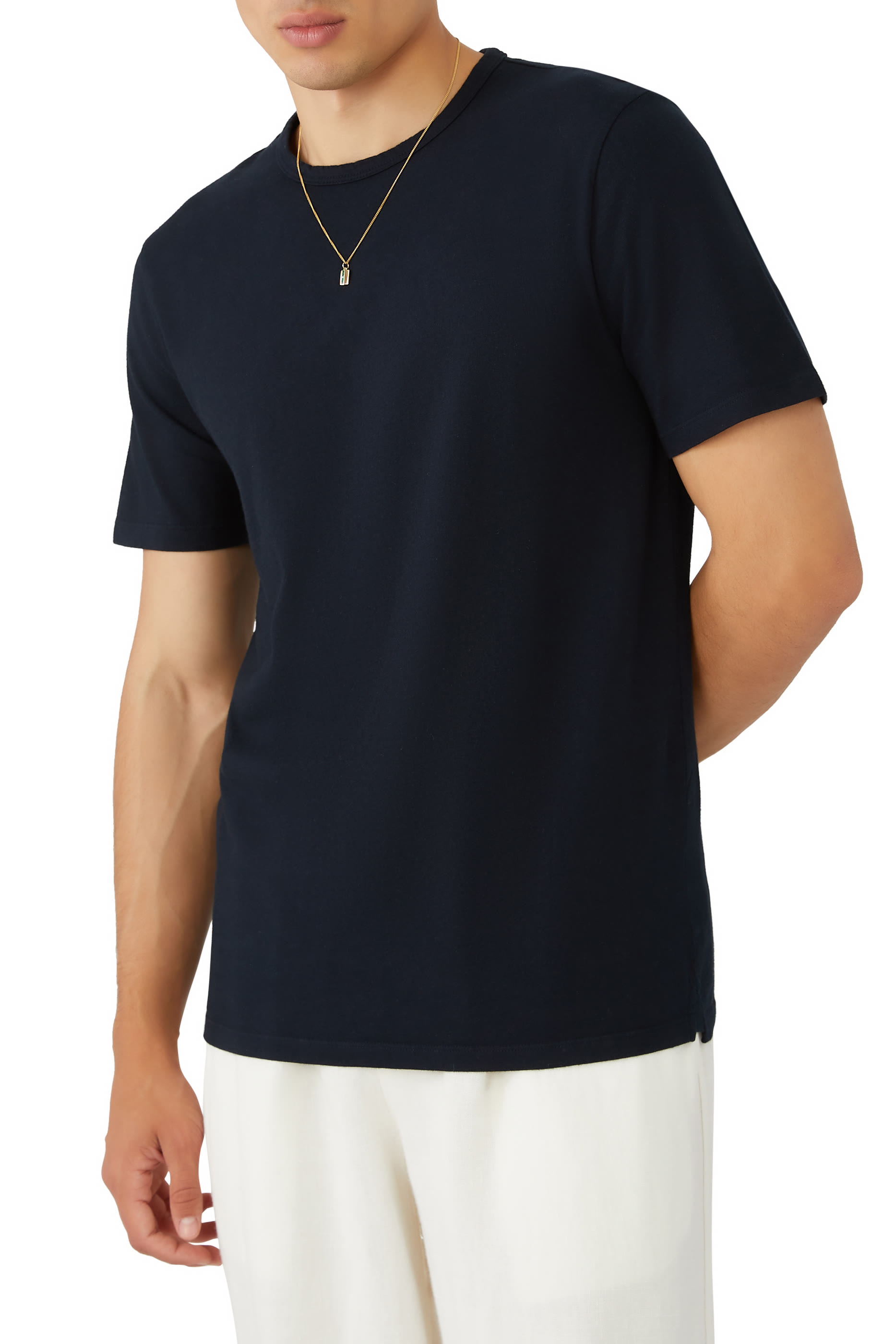 تيشيرت مصبوغ بأكمام قصيرة وياقة ضيقة