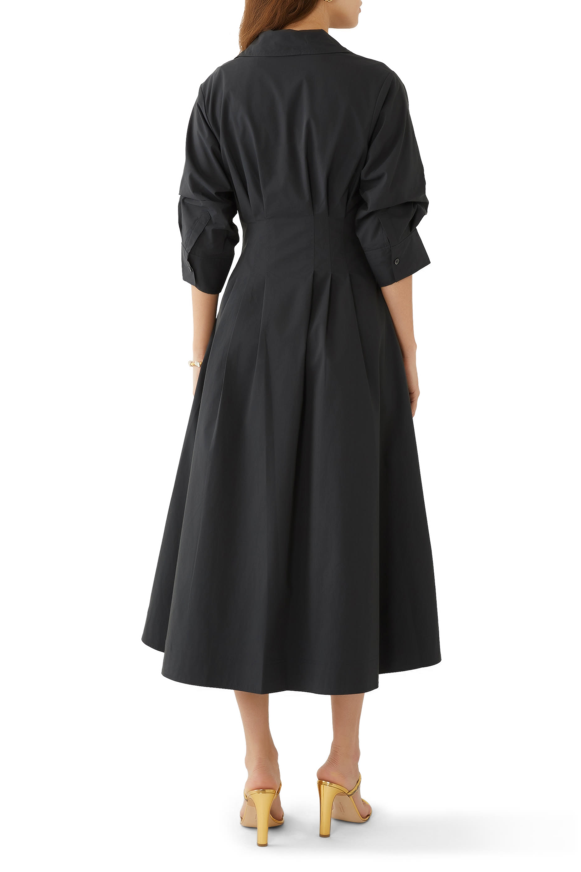 فستان جاز متوسط الطول بطيات