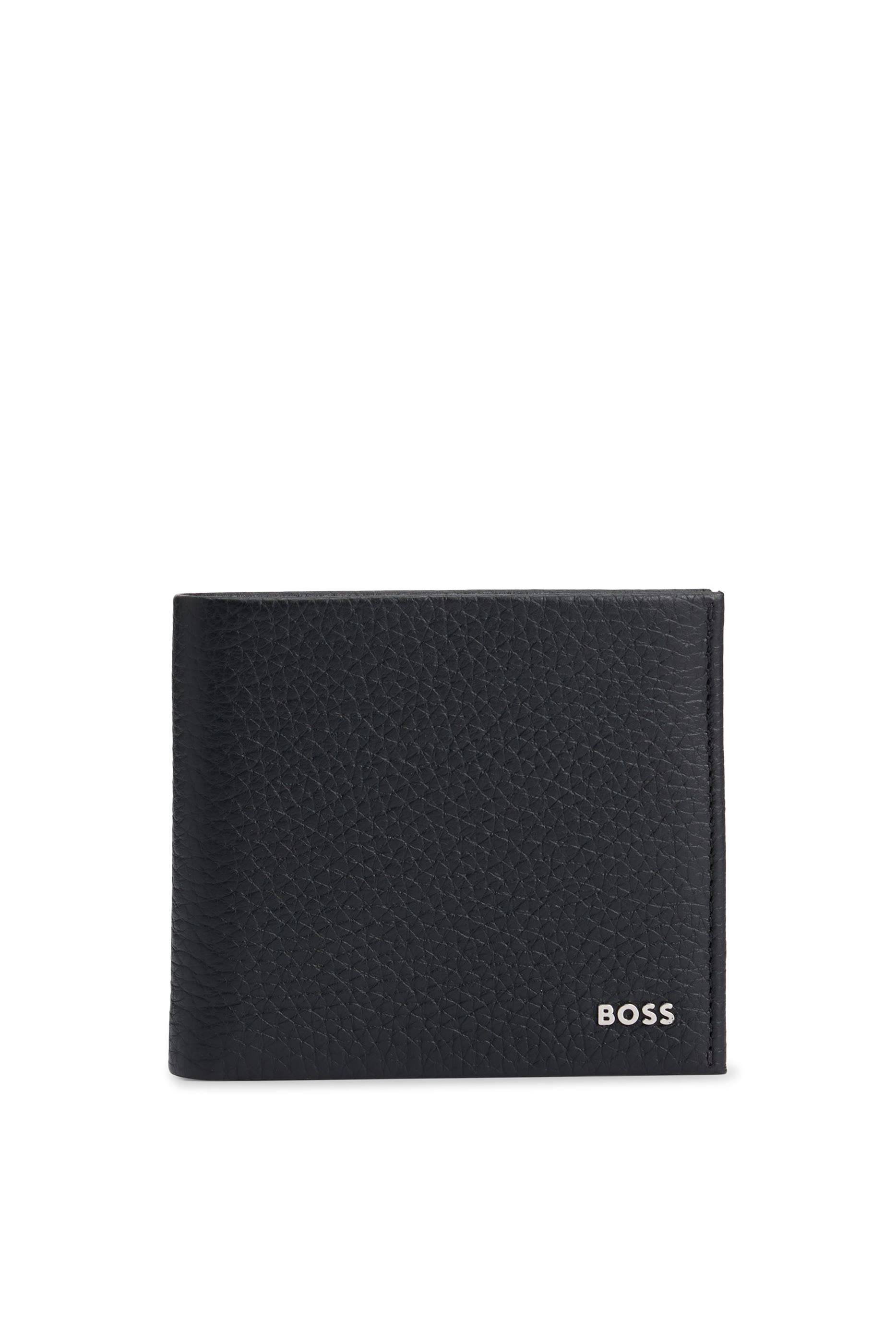 محفظة ثنائية الطي بطبعة حروف شعار الماركة جلد بارز الملمس