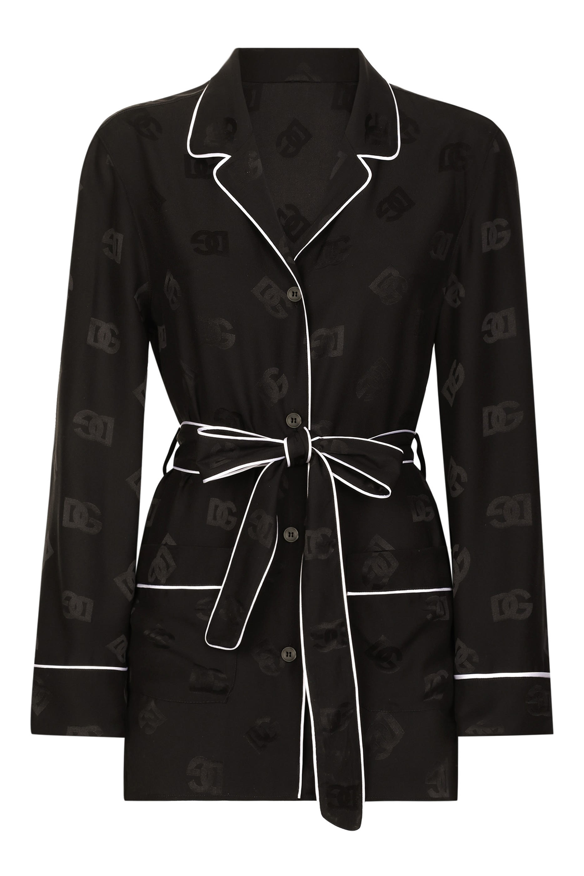 قميص بيجامة حرير ستان جاكار