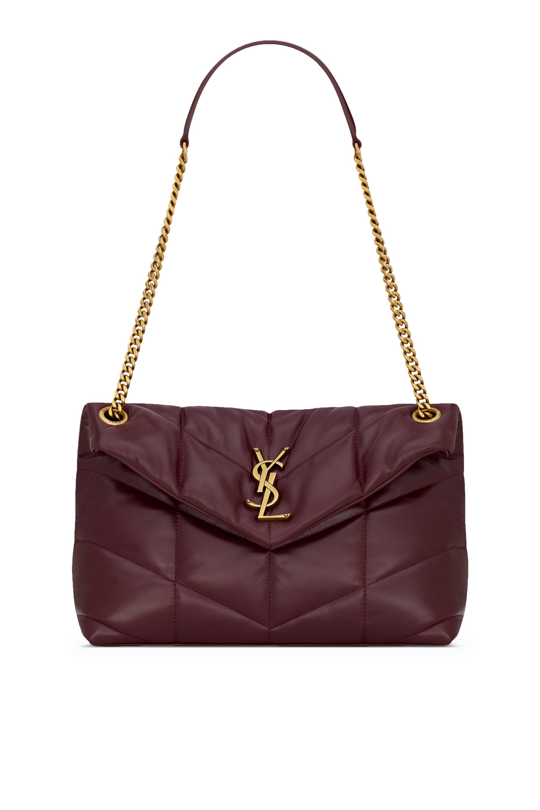 حقيبة كتف صغيرة بتصميم منفوخ جلد لامع