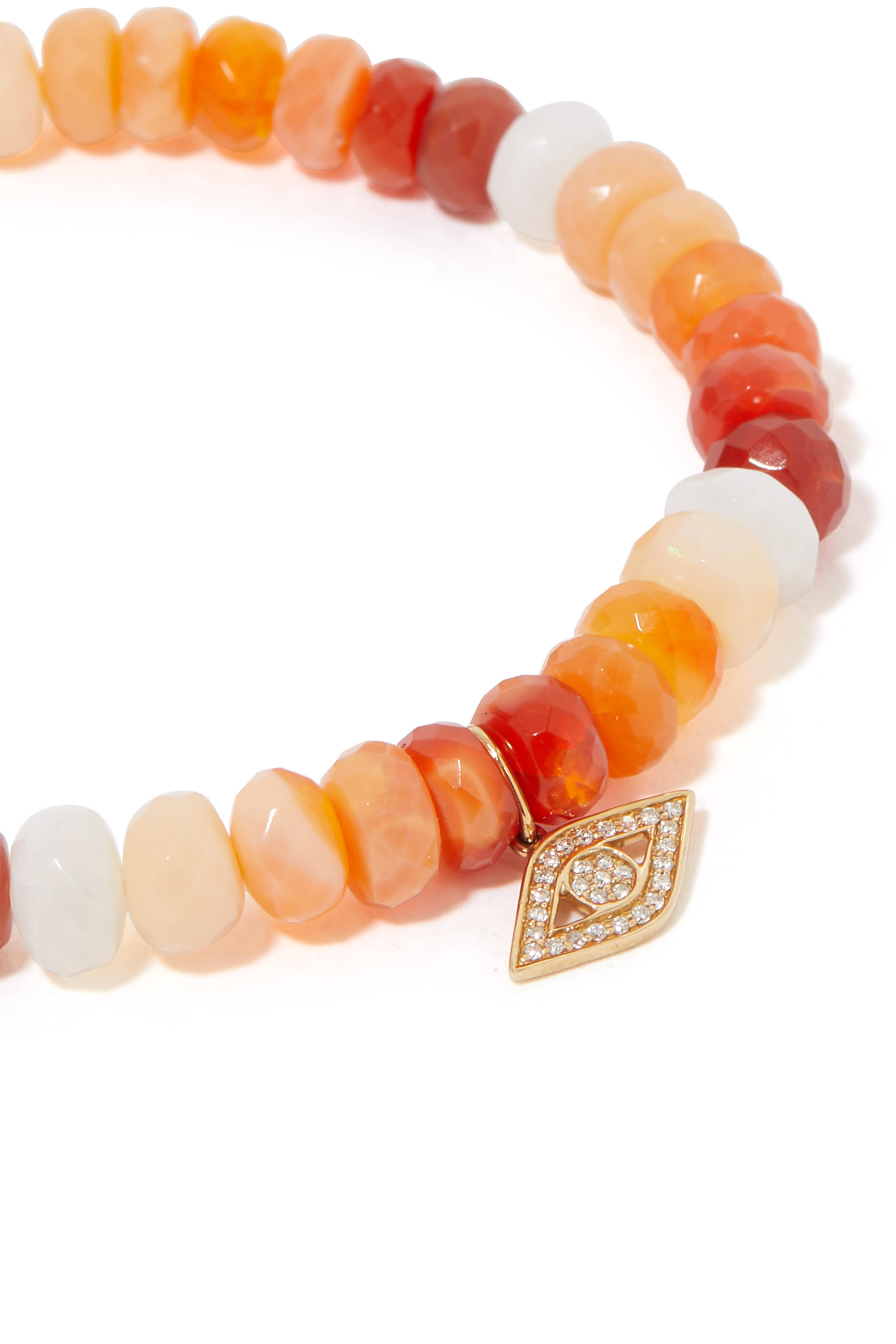 سوار بحلية عين حسود مرصعة بالماس وحجر أوبال ناري ذهب أصفر عيار 14