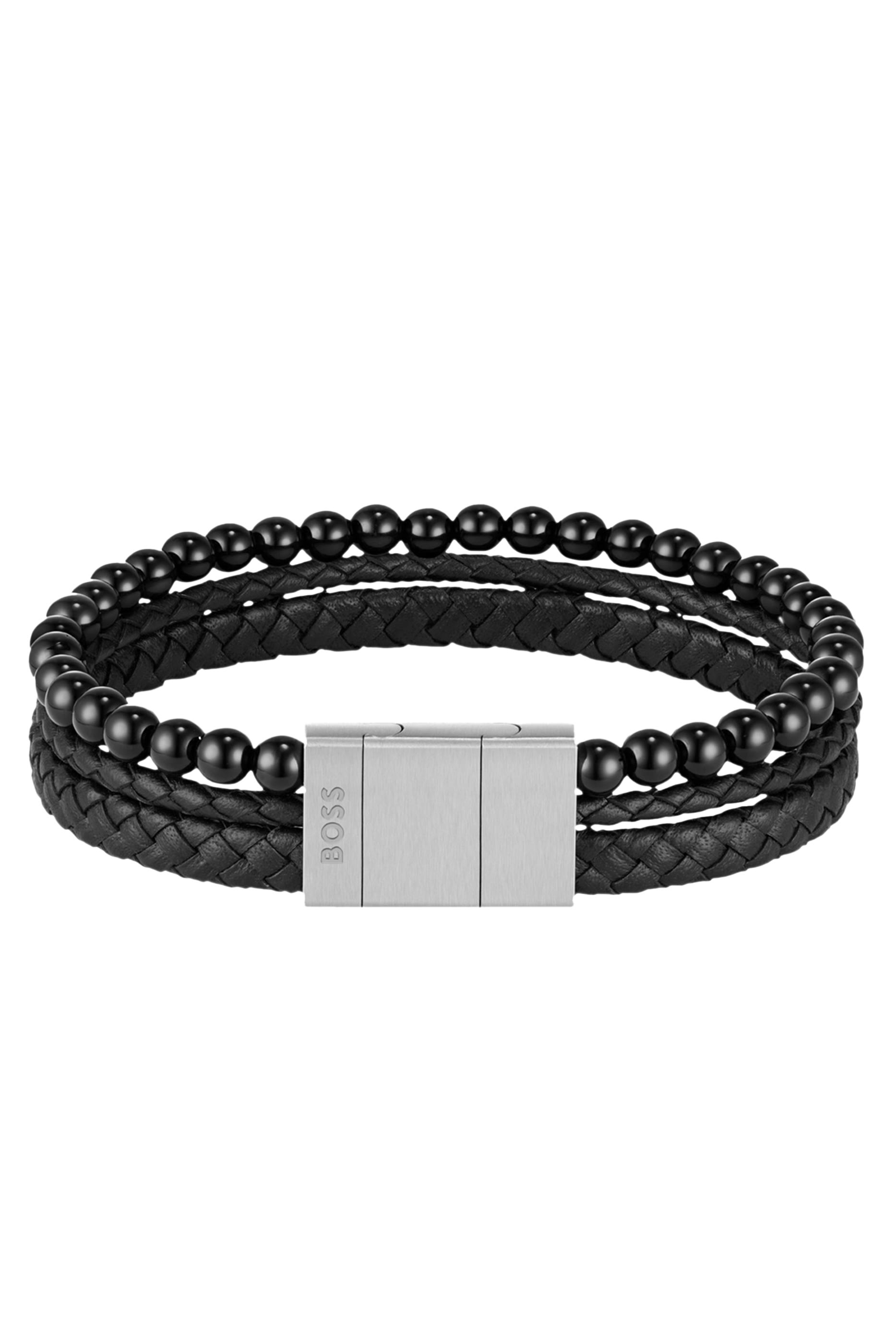 سوار بتصميم مجدول بخرز عين النمر، جلد