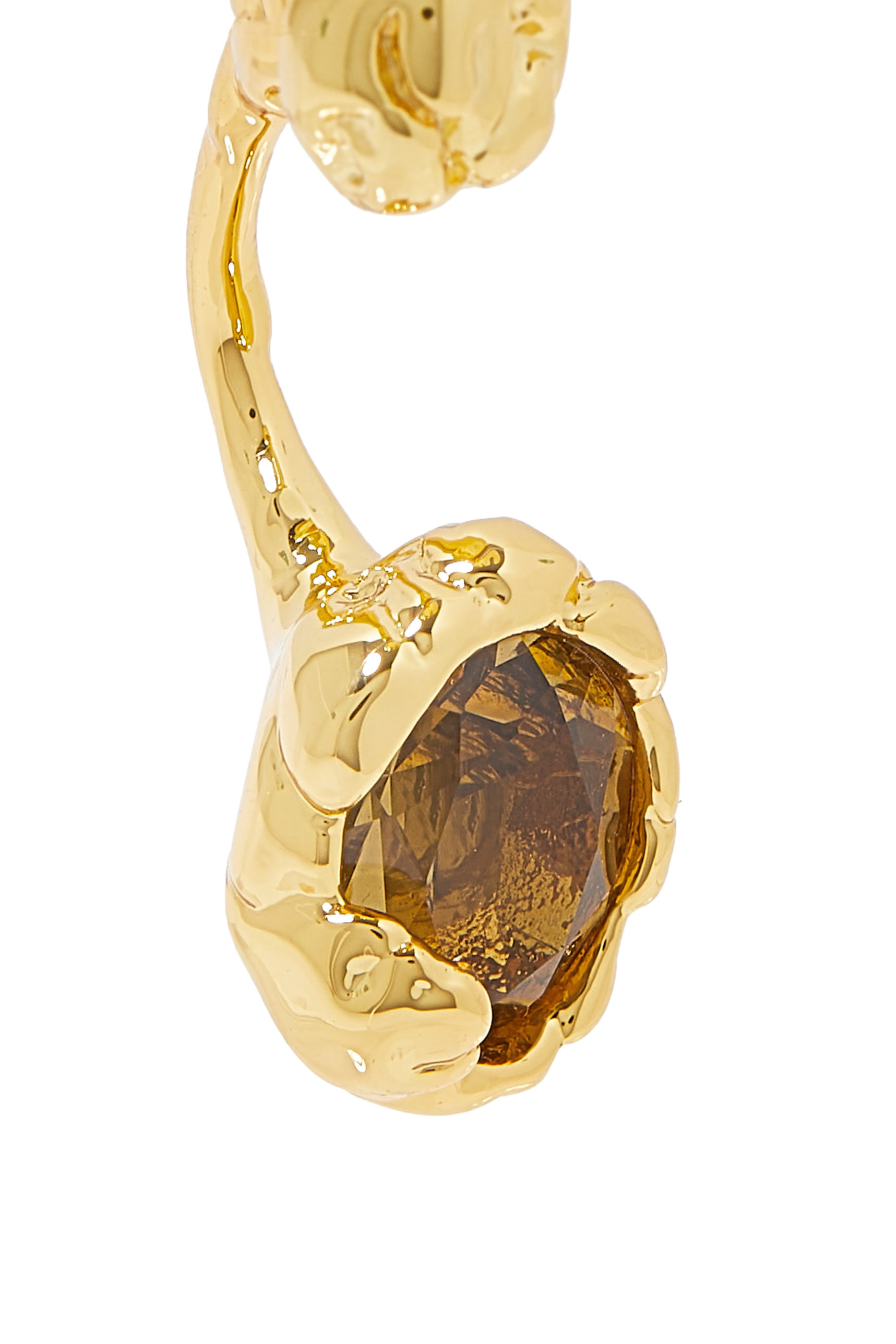 أقراط بروت سموكي حول الأذن مرصعة بالكوارتز