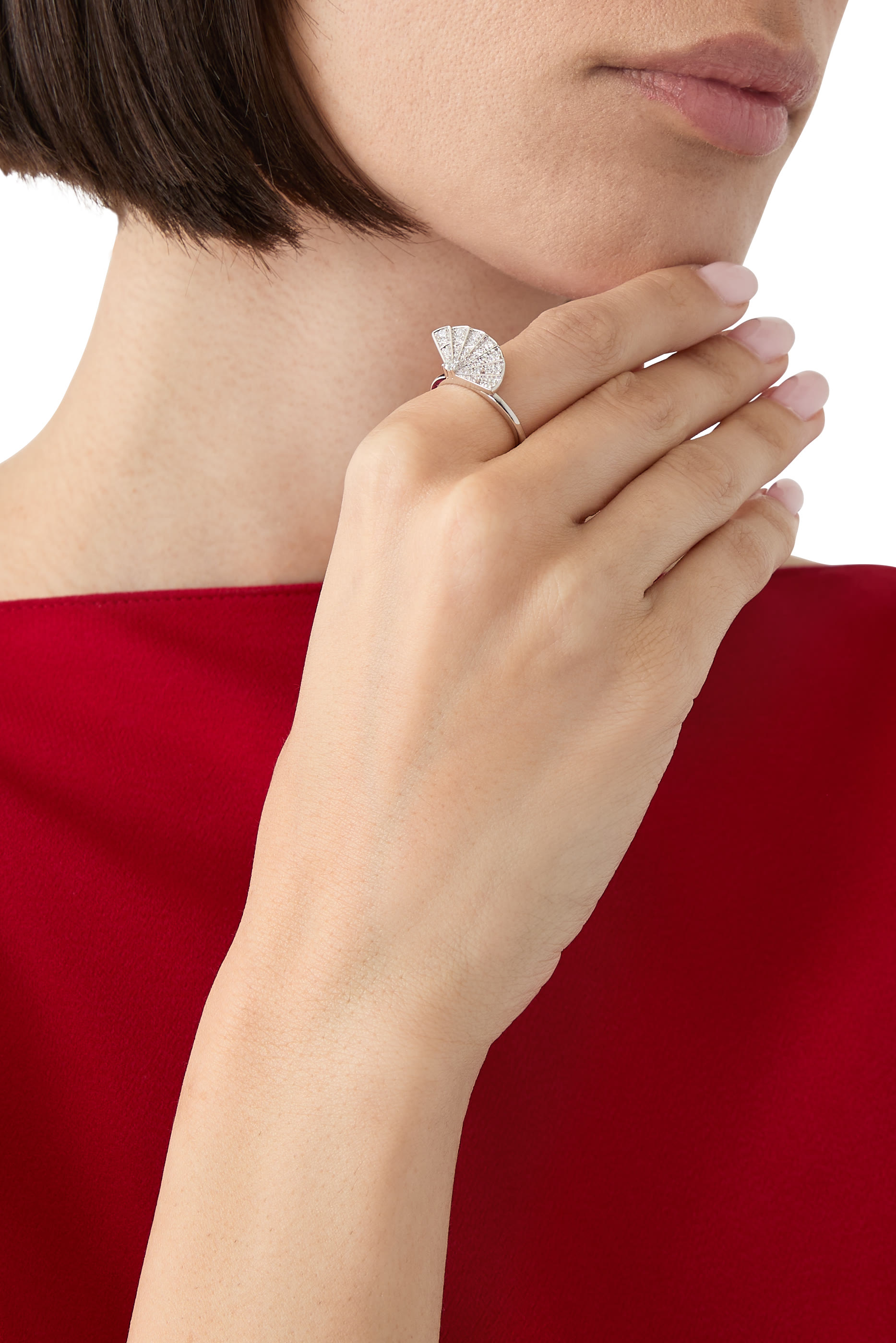 خاتم فانفير سيمفوني مرصع بالماس ذهب أبيض عيار 18