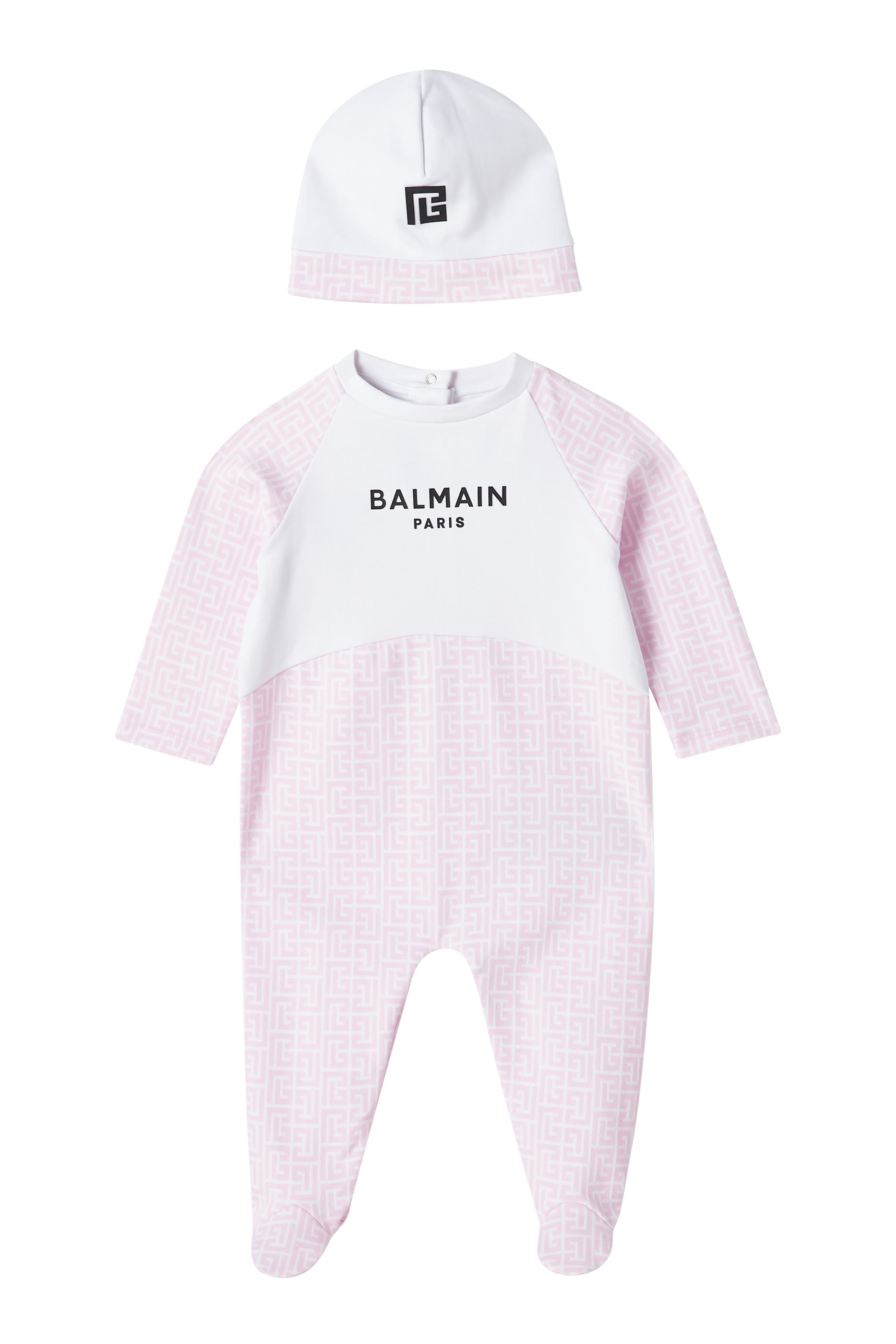 طقم بودي سوت وقبعة بشعار الماركة للأطفال