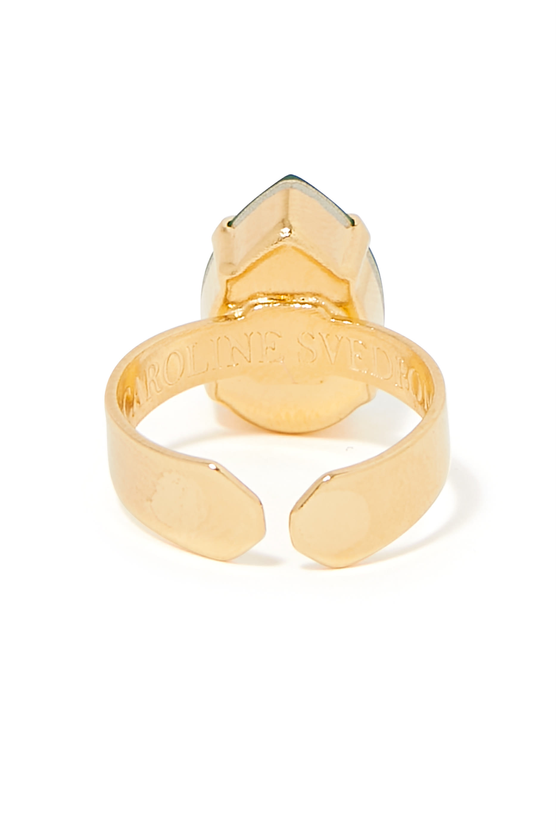 خاتم صغير مرصع بكريستال سواروفسكي، معدن مطلي بذهب عيار 18