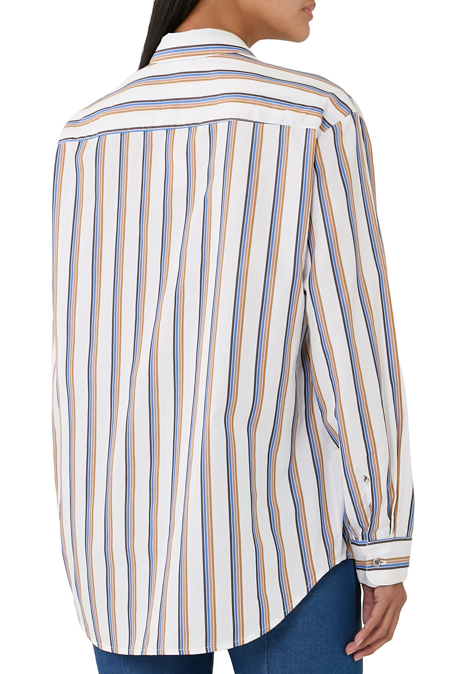 قميص يوشي كلاسيك بقصة فضفاضة بنقشة مخططة وأزرار