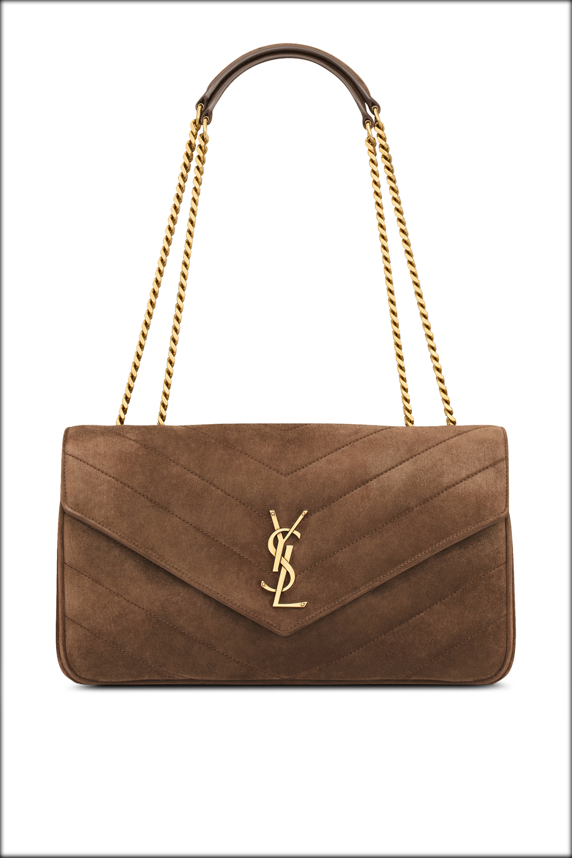 t Loulou Medium Chain Bag In Matelass&eacute; Suede