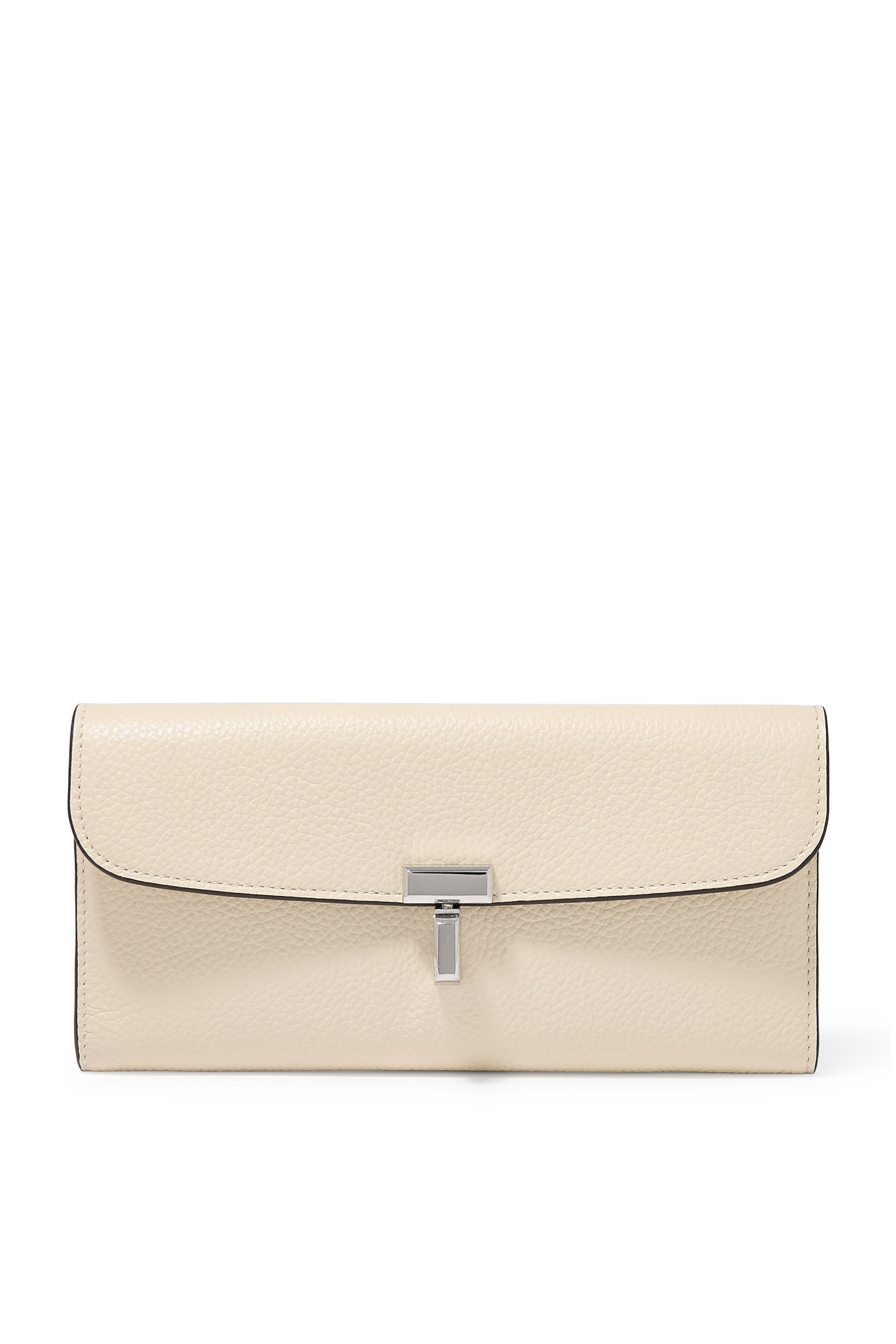 محفظة بقفل بتصميم حرف T جلد بارز الملمس