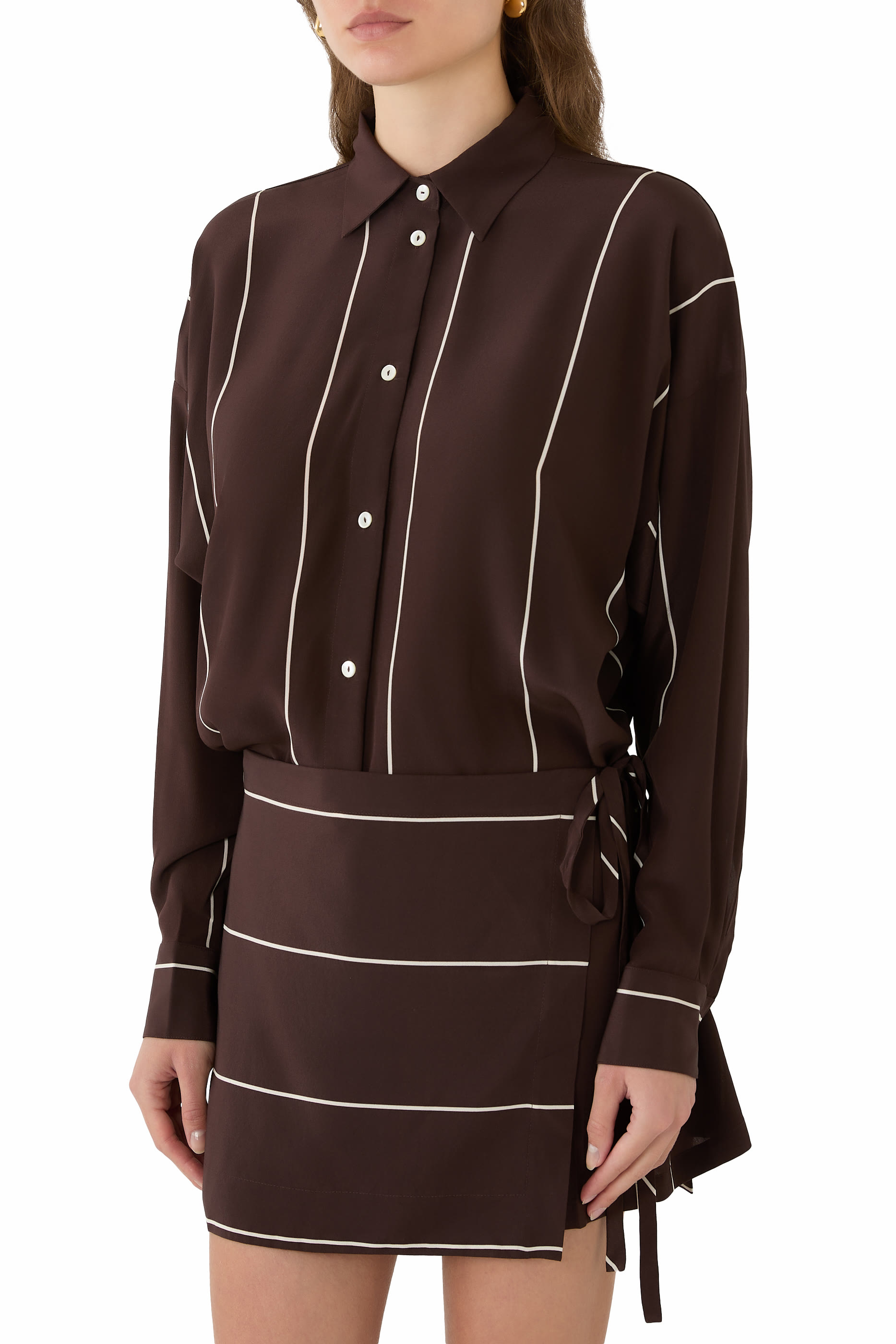 فستان أورتا قصير بتصميم ملفوف حرير