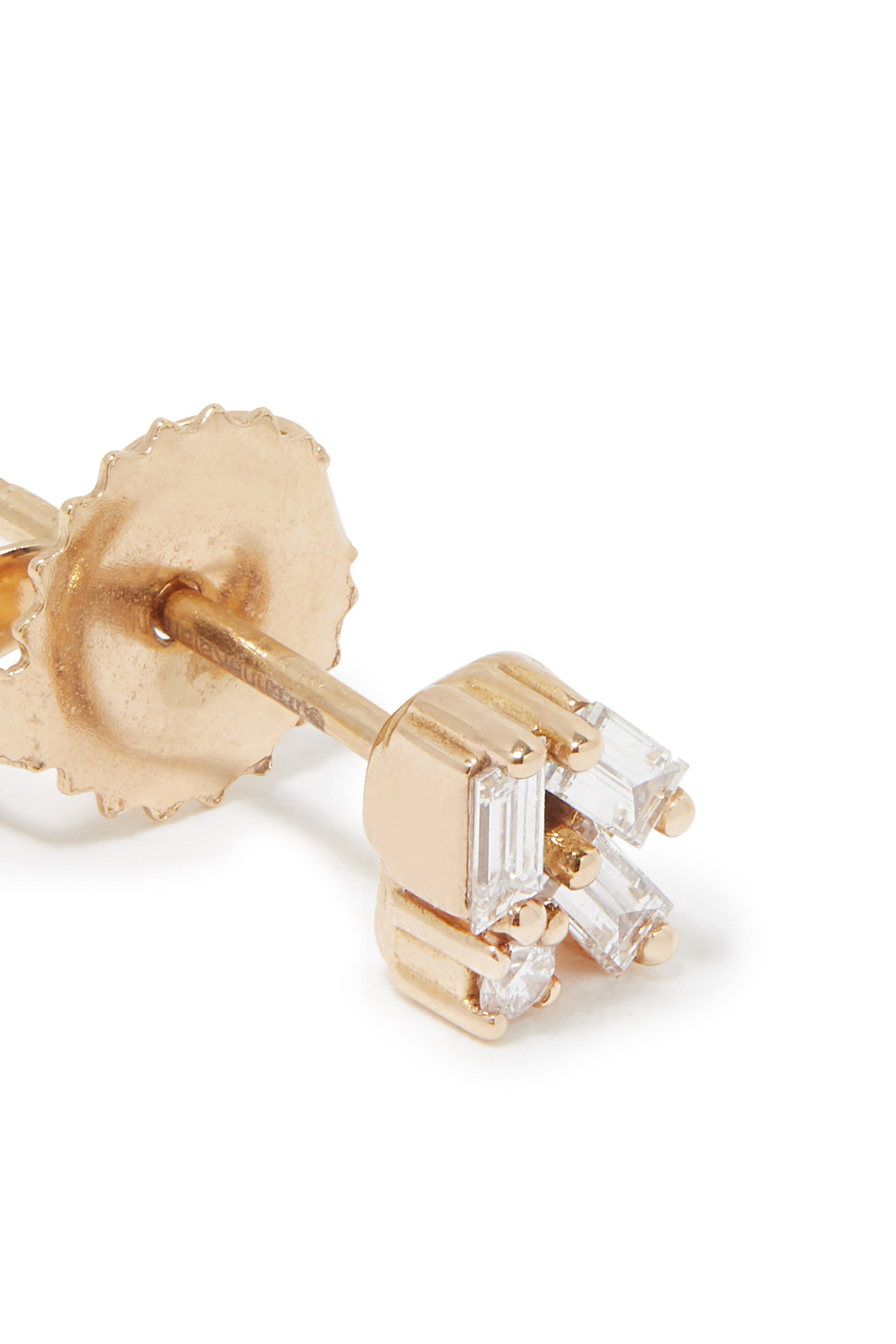 أقراط بولد مرصعة بالألماس ذهب وردي عيار 18