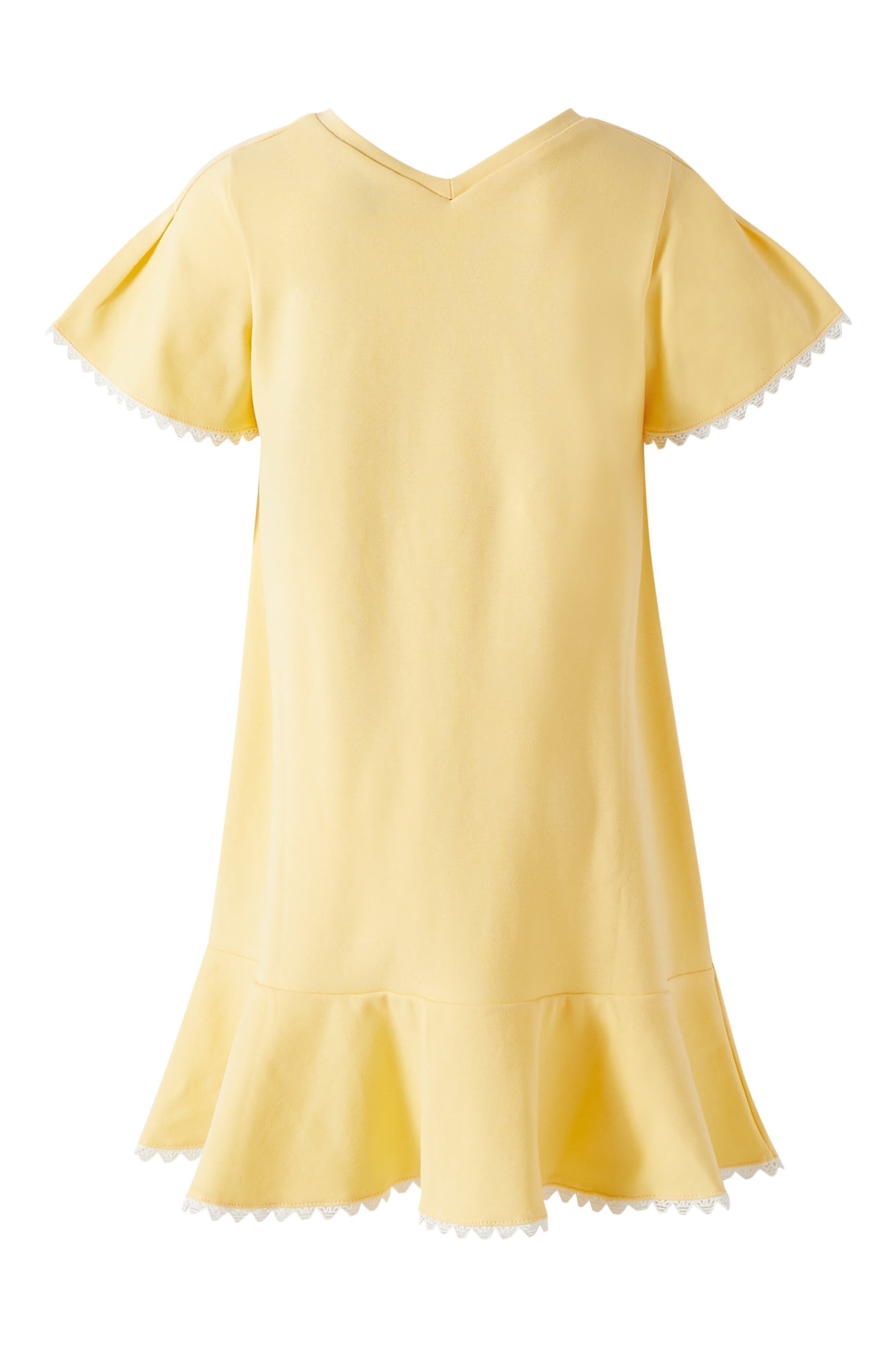 فستان بشعار الماركة وحواف صدفية للأطفال