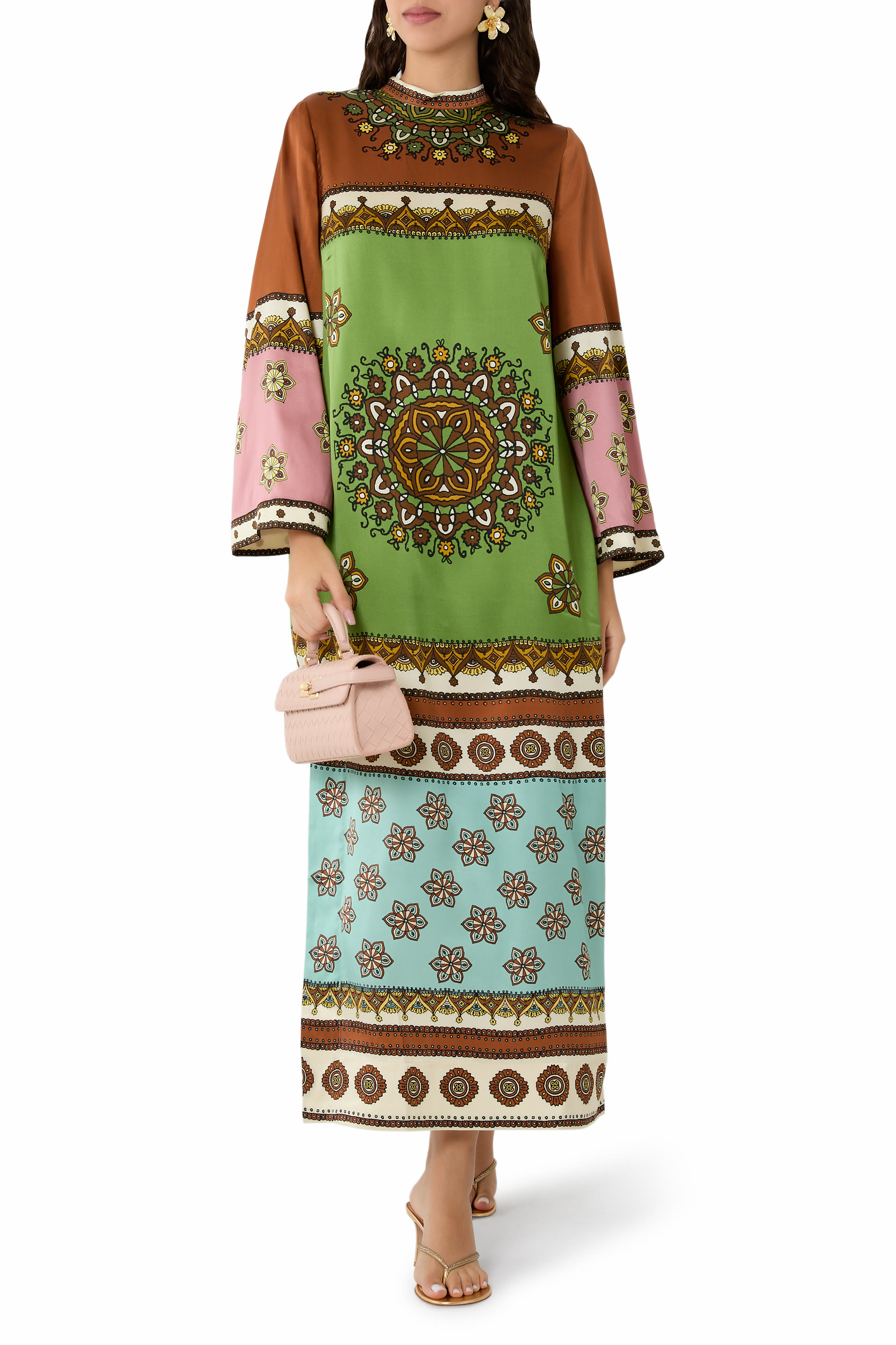 فستان كونتينا متوسط الطول حرير