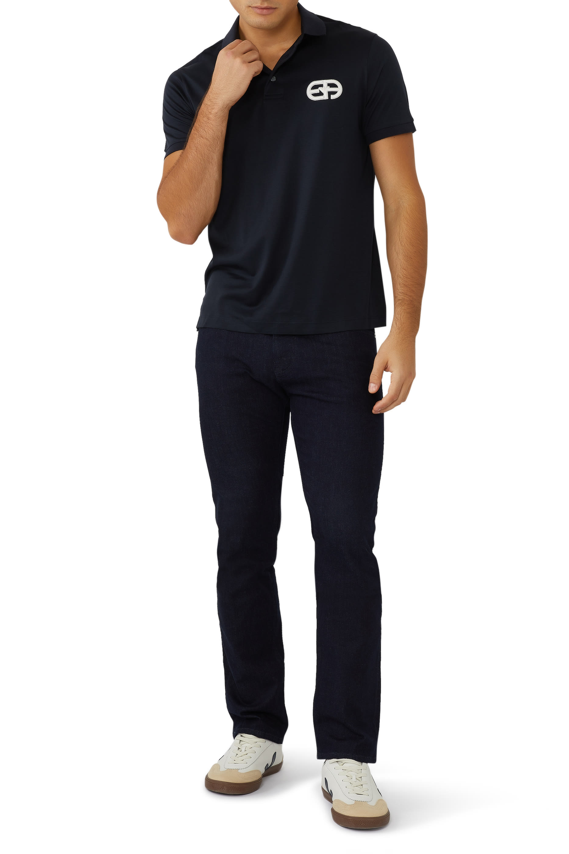 قميص بولو مطرز بشعار الماركة