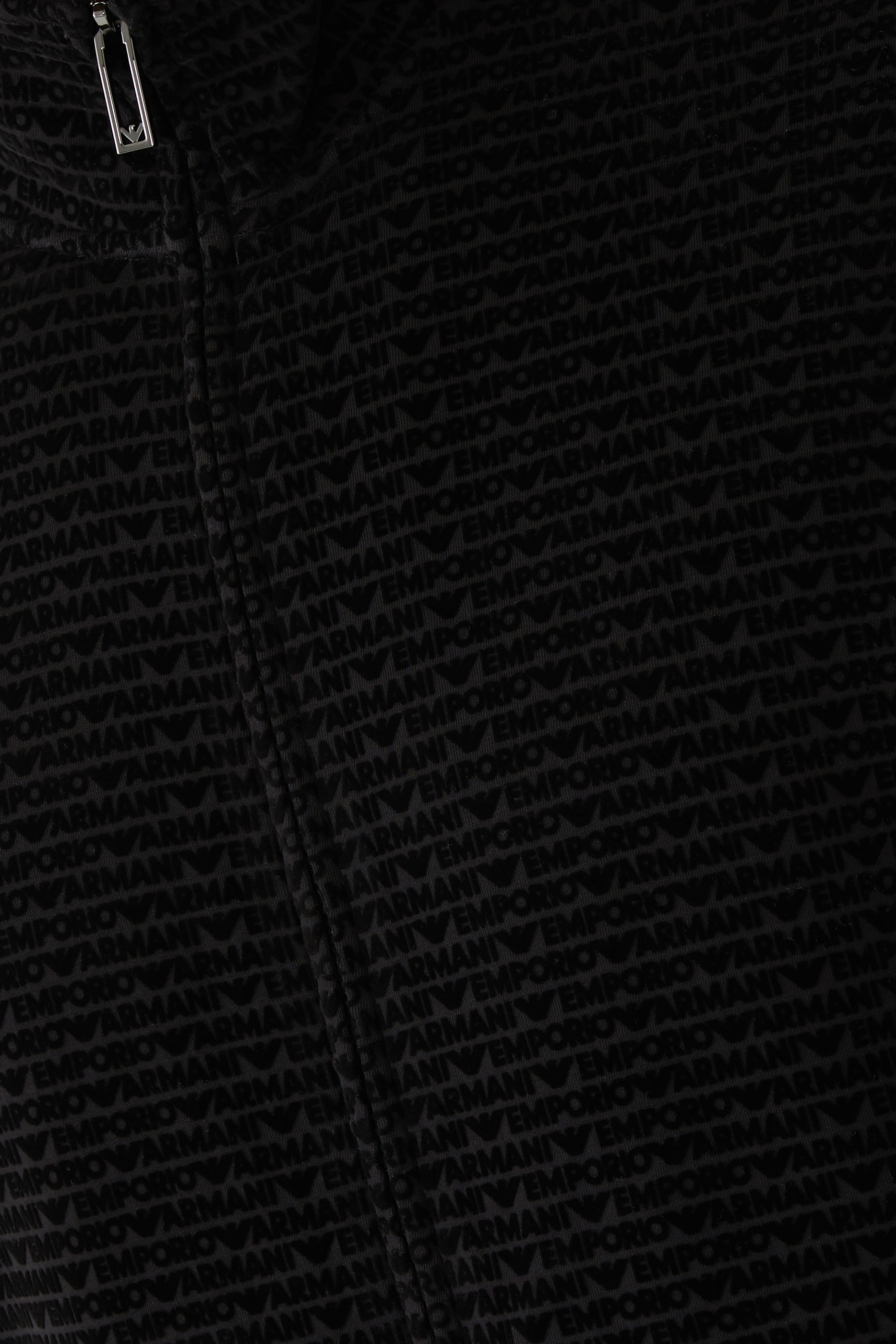 سويت شيرت بسحاب كامل ونقشة شعار الماركة بملمس بارز بالكامل جرسيه