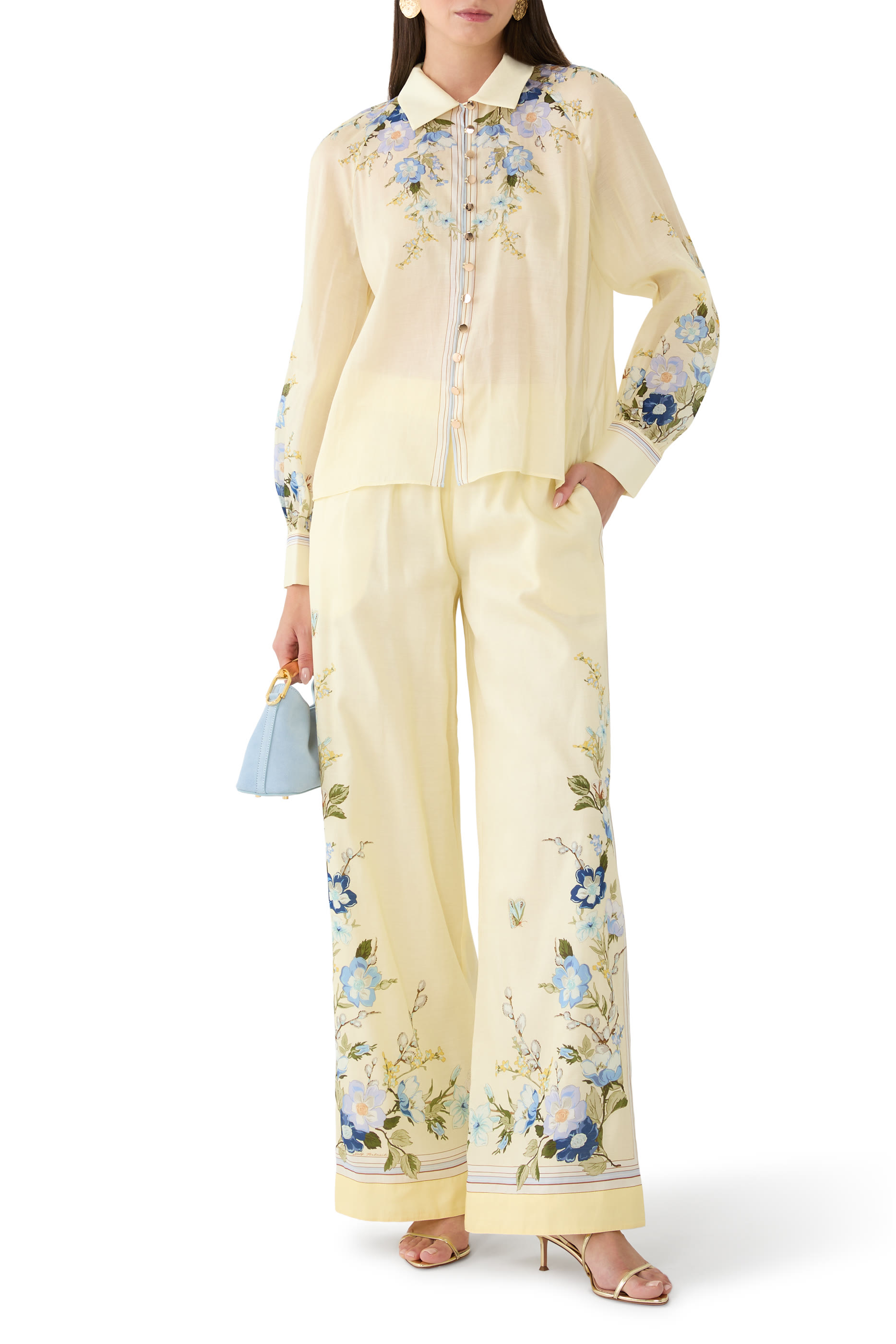 بلوزة بنقشة زهور أورجانزا