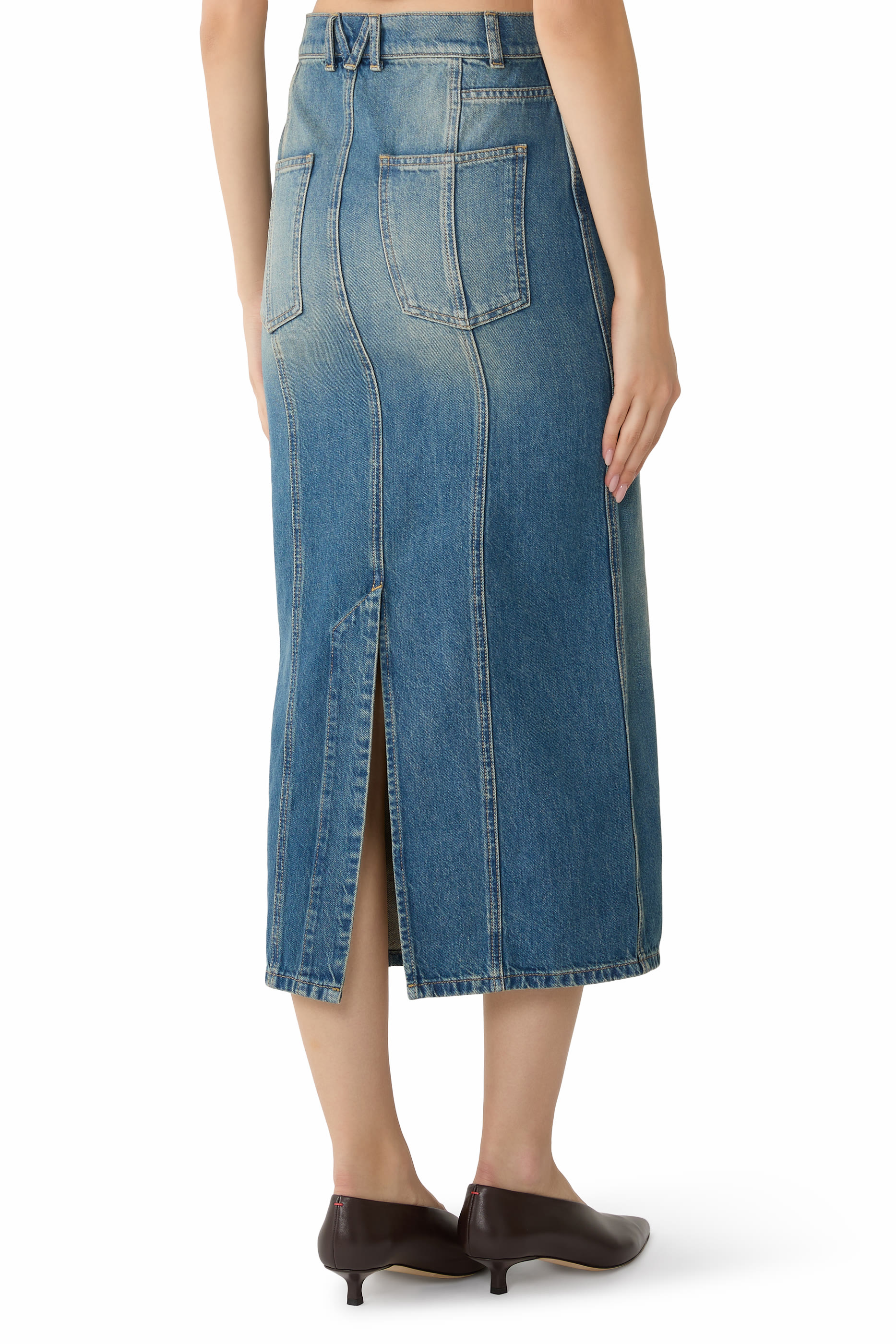 Logo Midi Denim Skirt