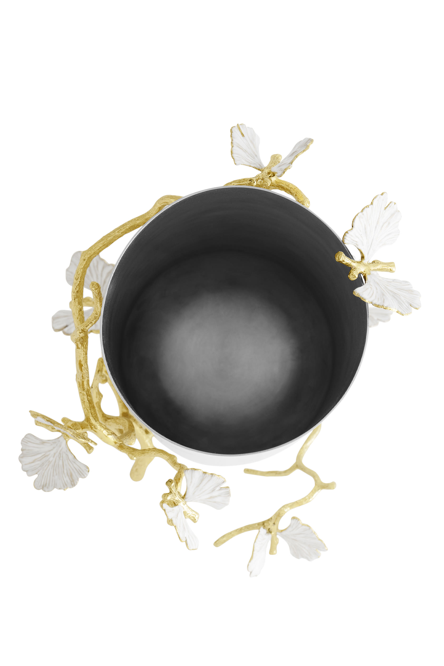 مزهرية بفراشات وجنكة بلون ذهبي